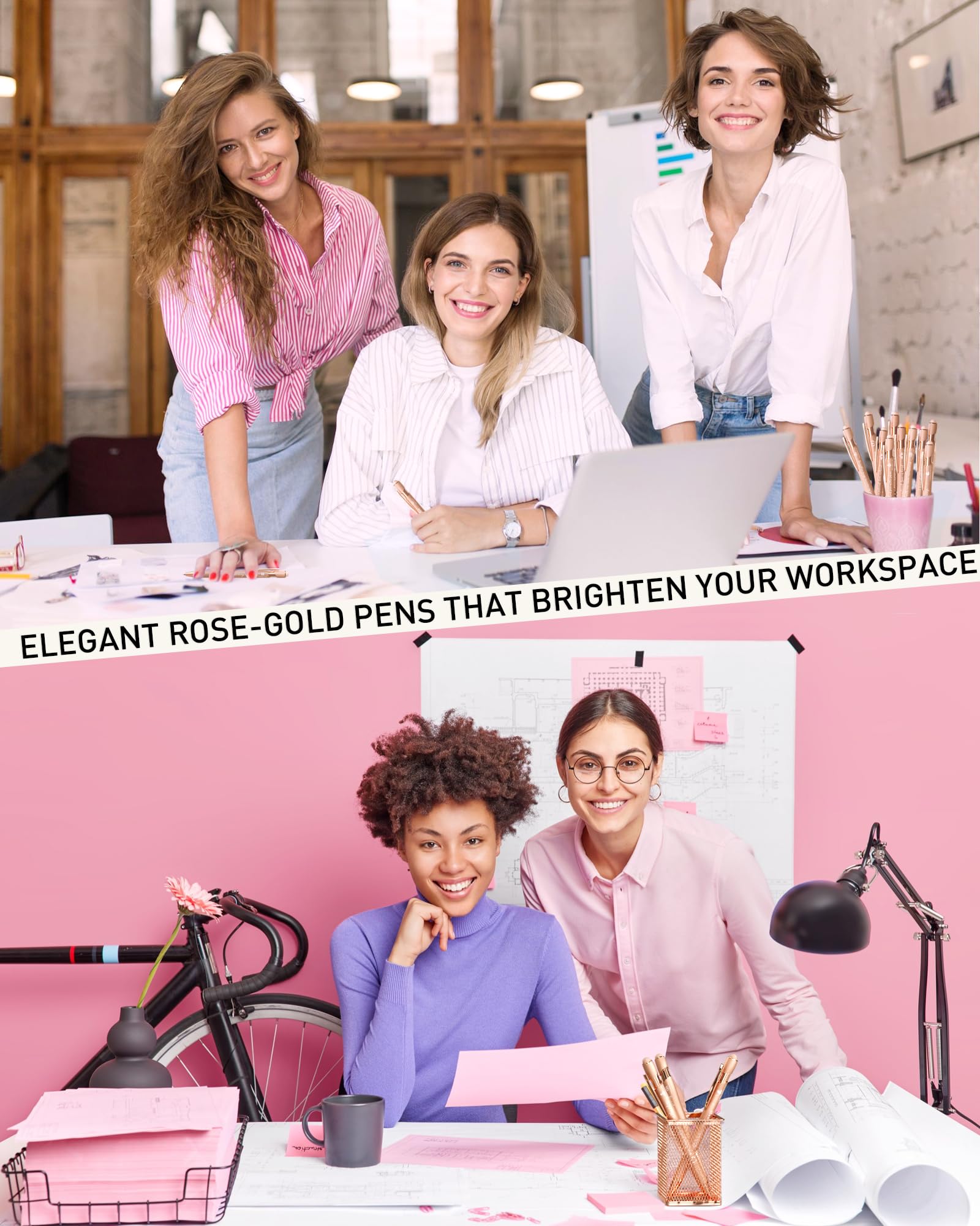 Penne a sfera color oro rosa, scrittura liscia, con punta stilo, regalo cristiano per donne, per infermieri, scuola e ufficio, confezione da 10