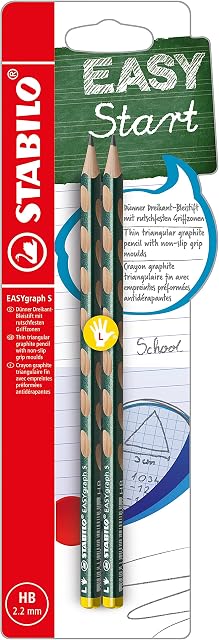 Handwriting Pencil - STABILO EASYgraph S Metallic - Left Handed - Metallic Green - 2 pcs - HB
