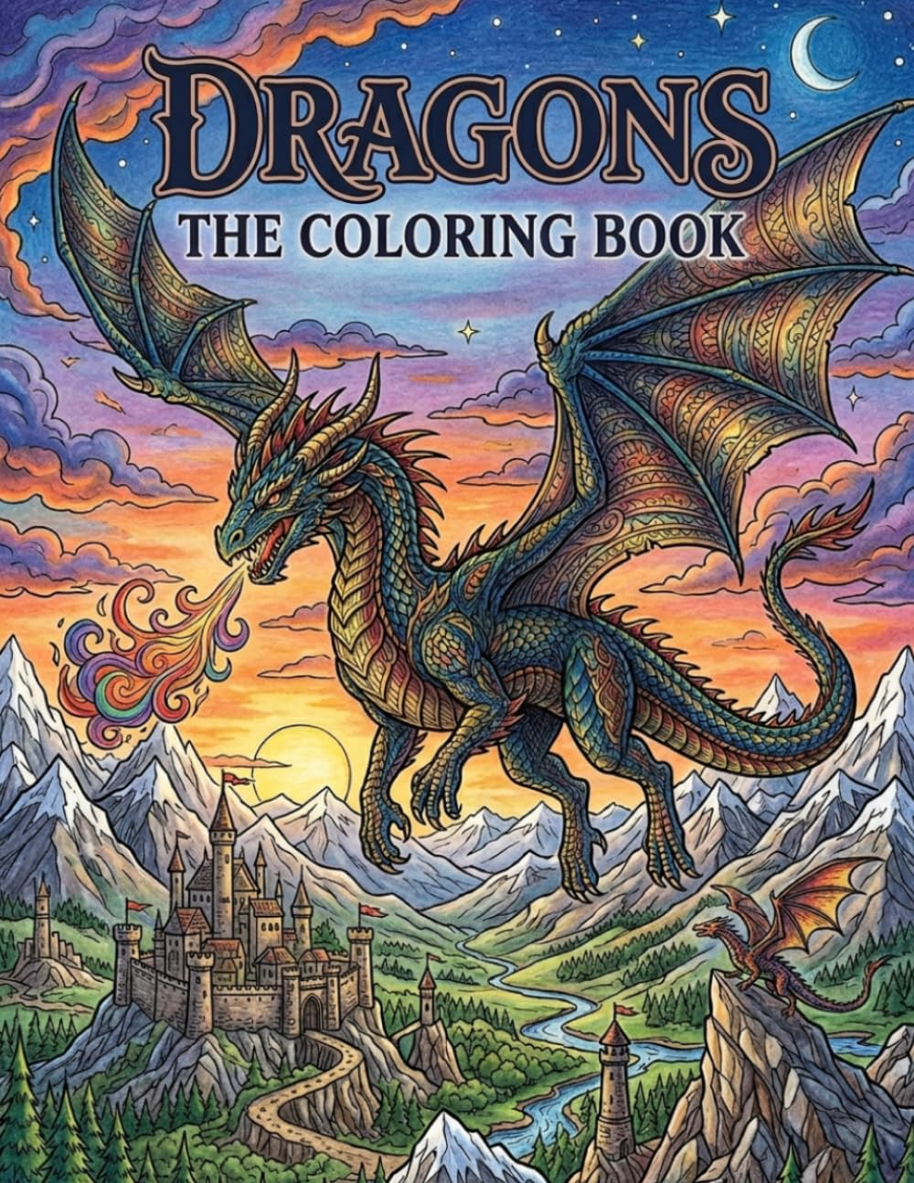Epic Dragons: A Dark Fantasy Coloring Book for Teens and Adults: 30 Detailed Illustrations of Legendary Drakes, Wyverns, and Ancient Serpents