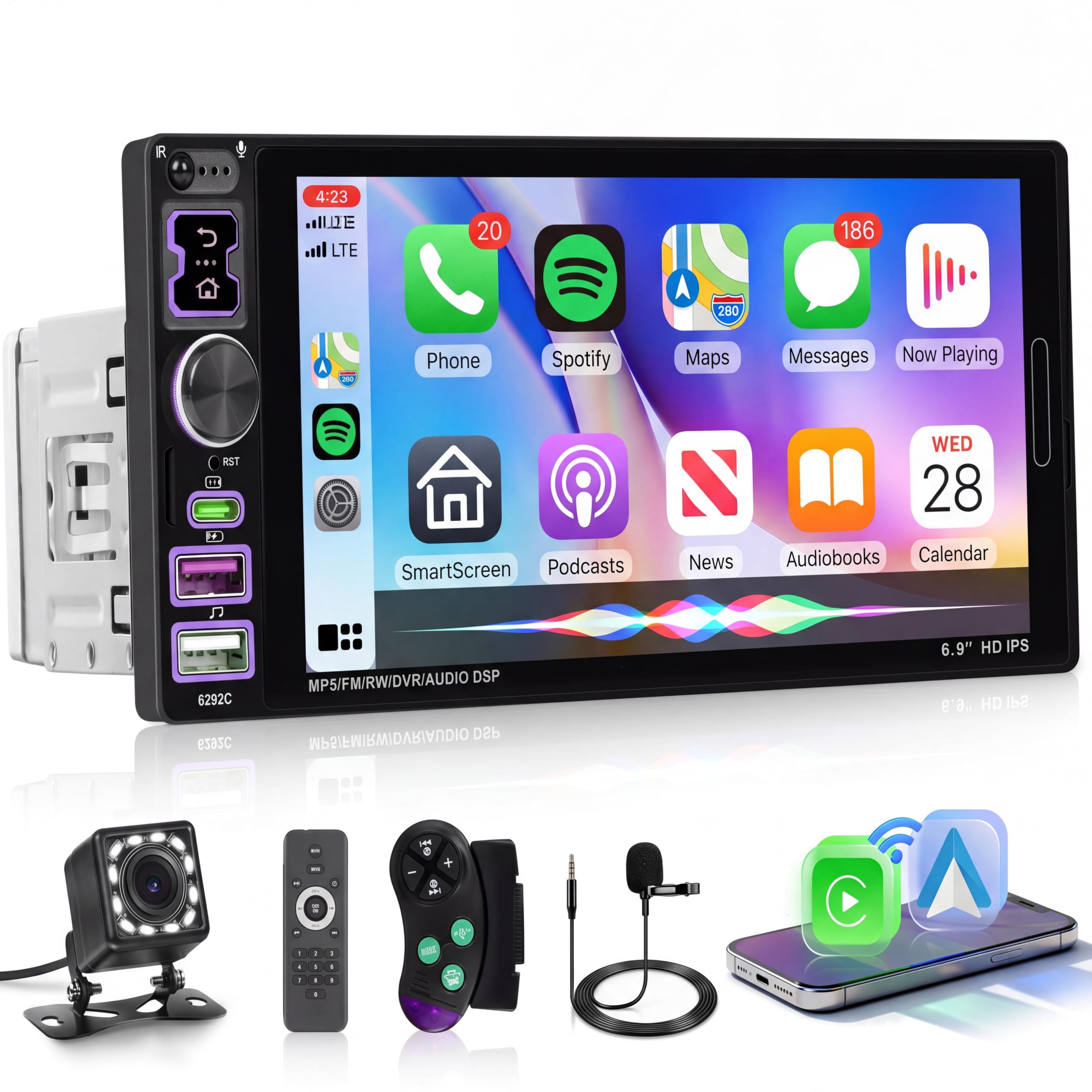 Single Din 6.9" IPS Touchscreen