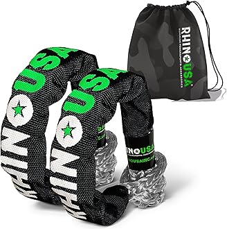 Rhino USA Synthetic Soft Shackle Rope (2-Pack) - 3/8 Inch x 22 Inch (31,400lb Min Break Strength) Offroad Soft Shackle Recovery Kit for Truck, UTV, ATV - Compatible with Jeep, Toyota, Ford & More!