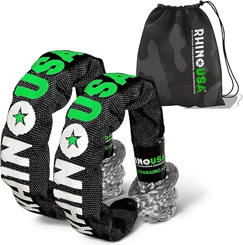 Rhino USA Cuerda de grillete suave sintética (paquete de 2)  38 pulgadas x 22 pulgadas (31,400 libras de resistencia mínima a la rotura) Kit de