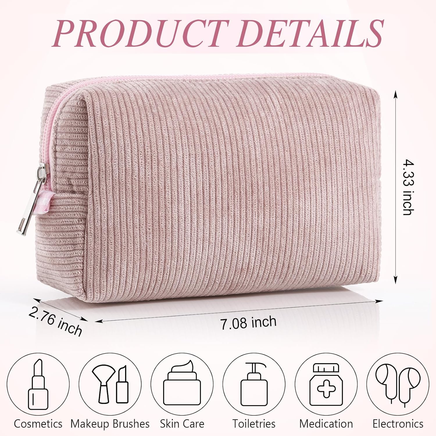 Paterr 10 Pcs Valentine Corduroy Makeup Bag Bulk Gift for Women Coworkers Preppy Fluffy Makeup Pouch Plush Cosmetic Bag Fuzzy Zipper Travel Toiletry Pouch for Wedding Bachelorette(Vintage Color) - Image 2