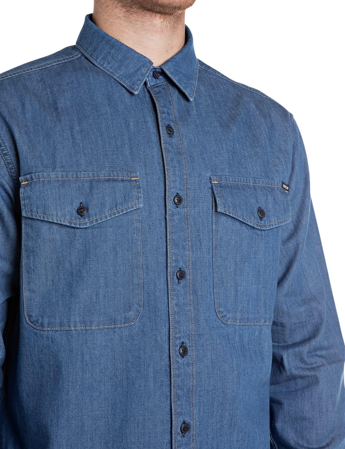 Replay Herren Jeanshemd Langarm Comfort Fit