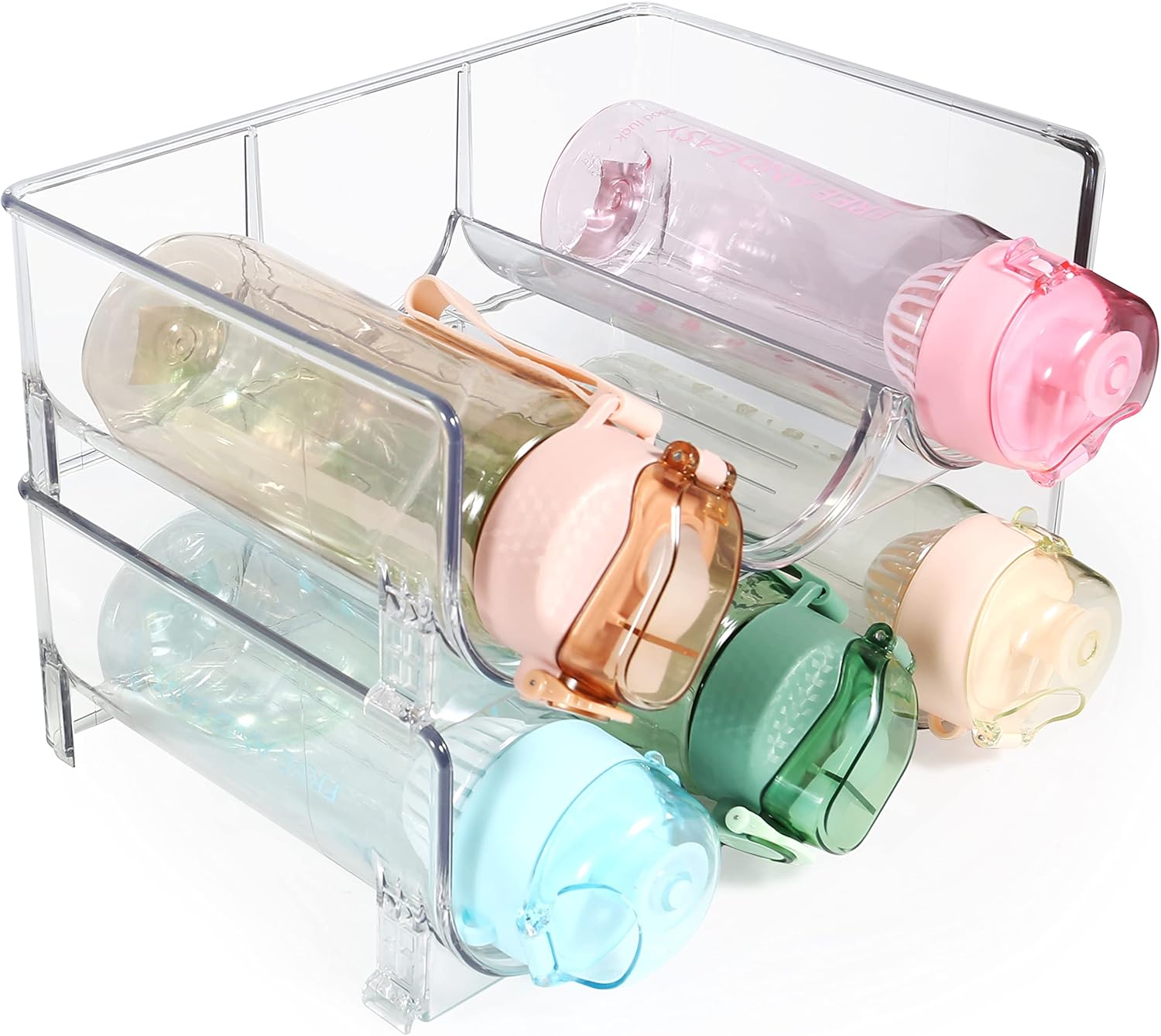 EBro Water Bottle Organizer, 2 Pack Plastic Stackable Water Bottle