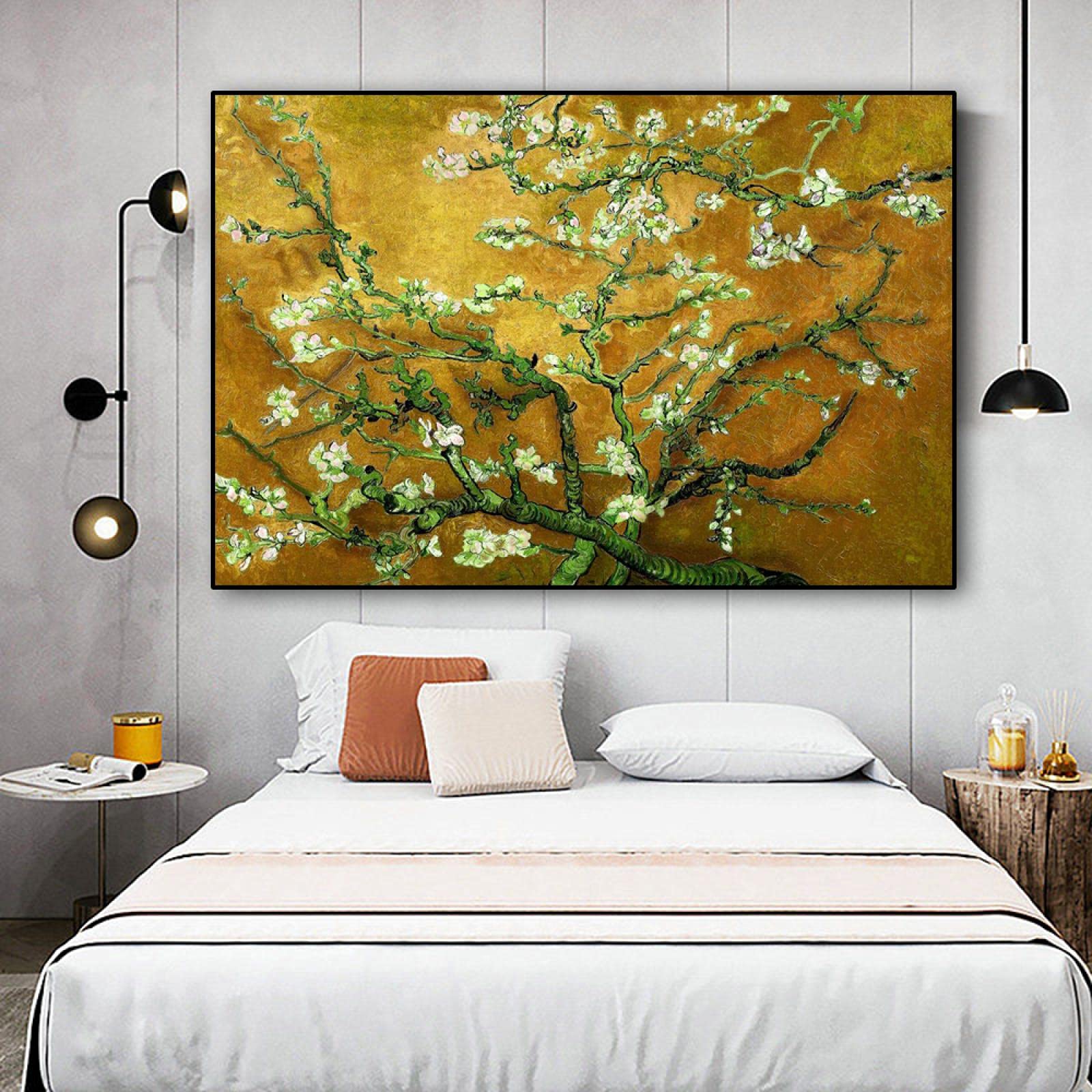 Impression Sur Toile Van Gogh – Amande En Fleurs, 3 Panneaux 40x60cm, Art Mural