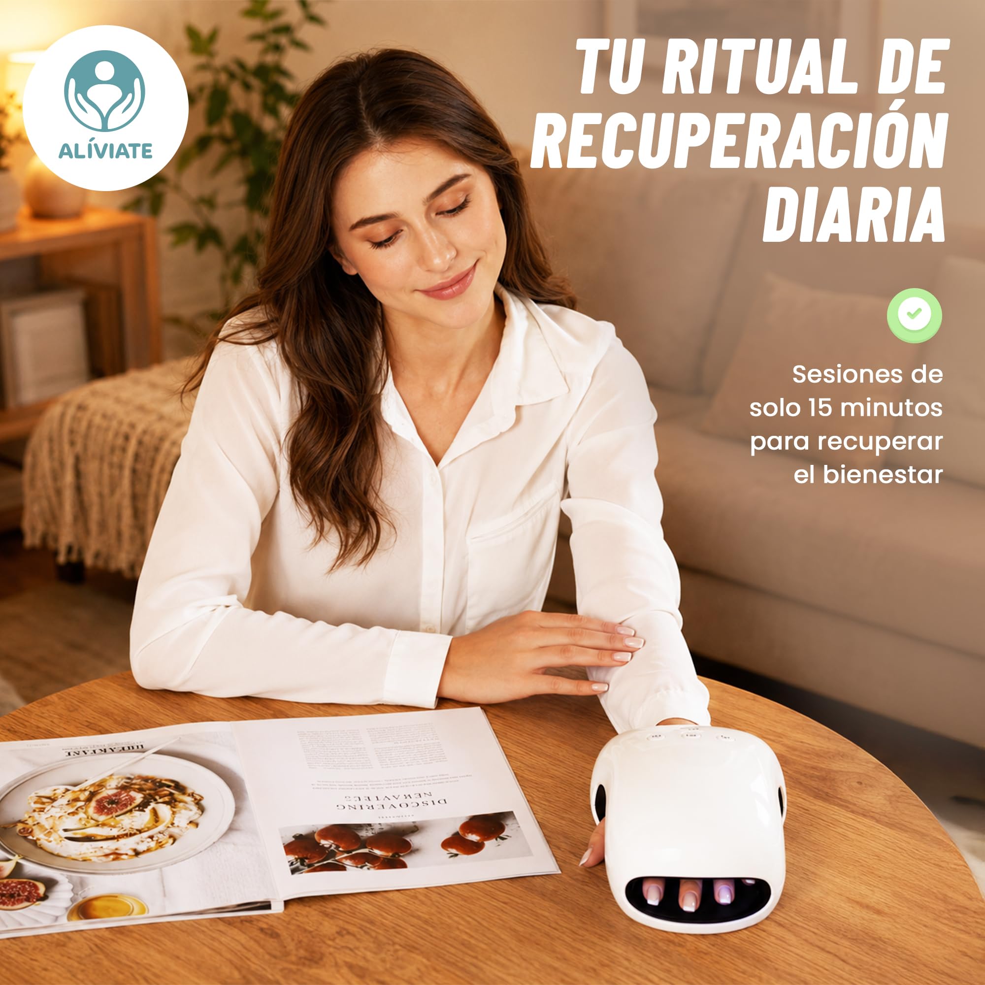 ALIVIATE - Masajeador de Manos Electrico con Calor - Guante Artritis Manos Aliviante con 3 Modos y Temporizador - Masajeador Tunel Carpiano Ideal para Regalo.