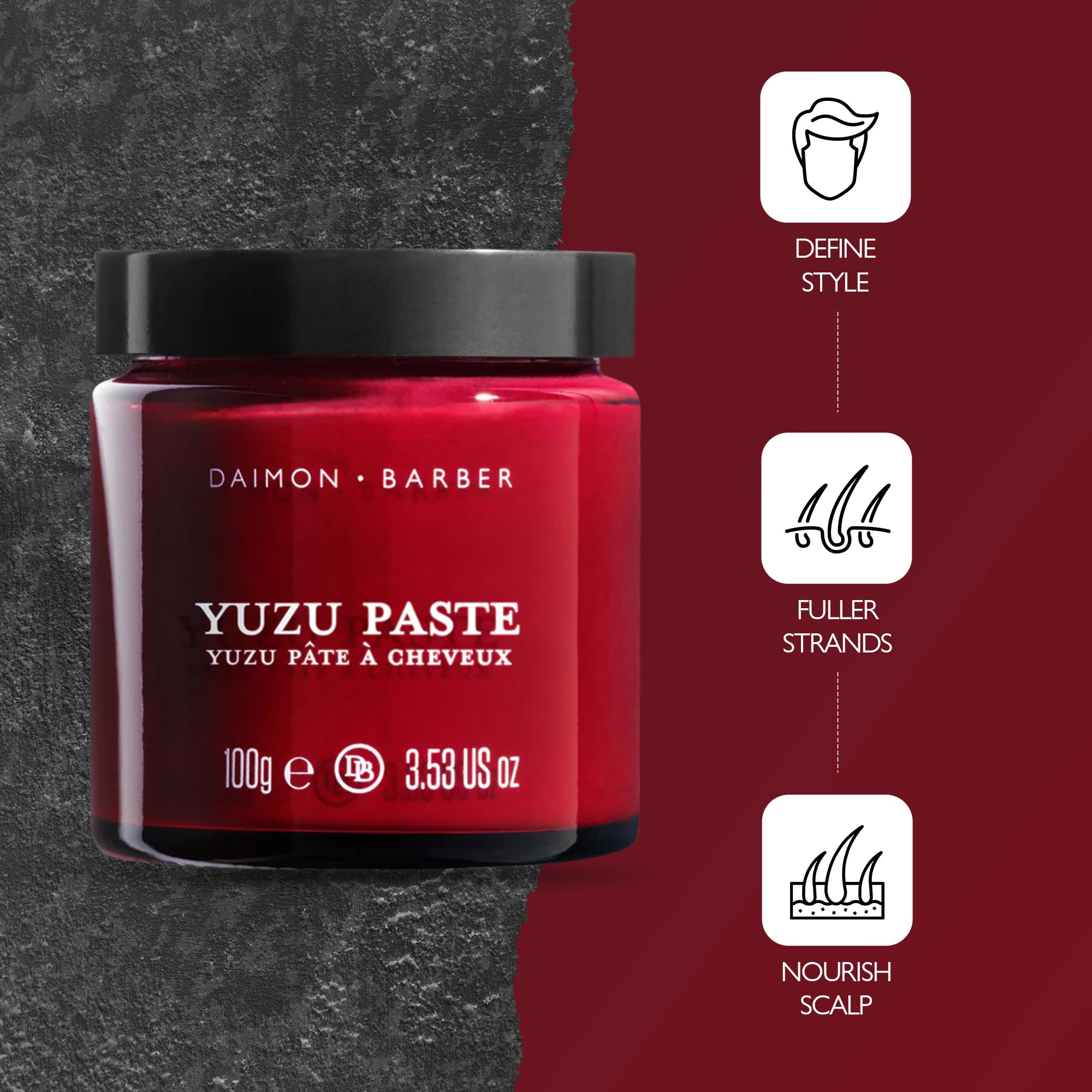 Daimon Barber Goldstein's Golden Yuzu Paste Medium Hold, Ltd Edition 100g | Limited Edition Yuzu Paste with Medium Hold and Natural Finish. Adds Texture, Definition and Nourishes Fine Thinning Hair.