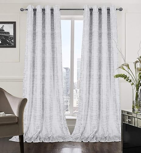 Cortinas Alexandra Cole, juego de 2 cortinas de terciopelo suave, de lujo, para oscurecer la habitación, estampado laminado plateado, cortinas para