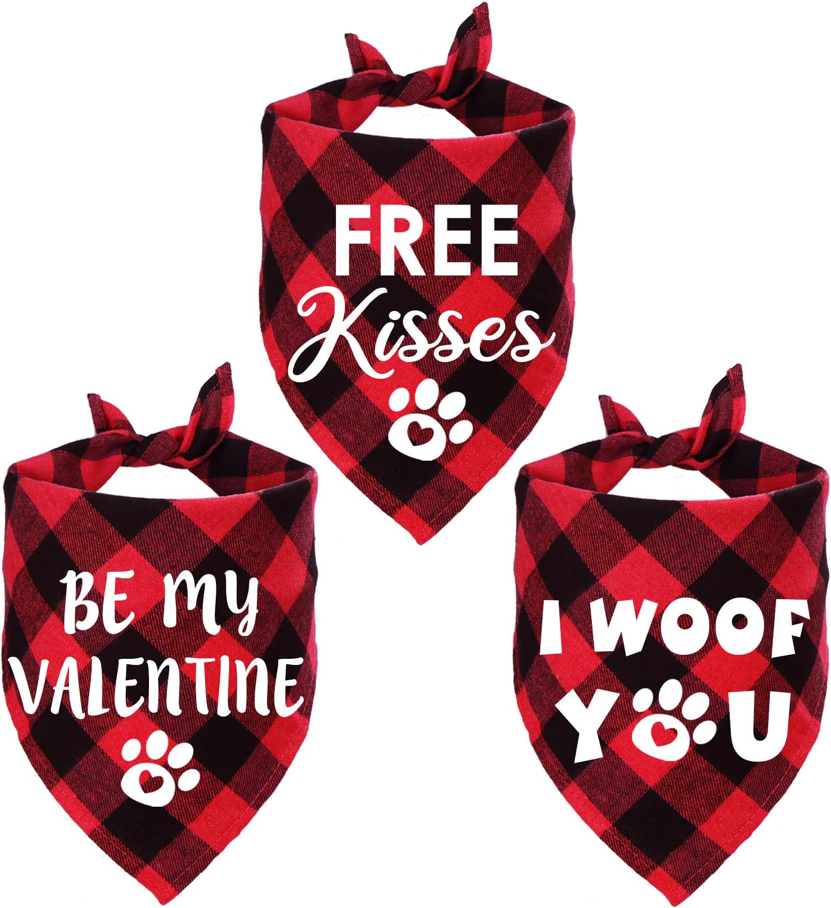 STMK 2 Pack Valentine's Day Dog Bandanas, Free Kisses Be