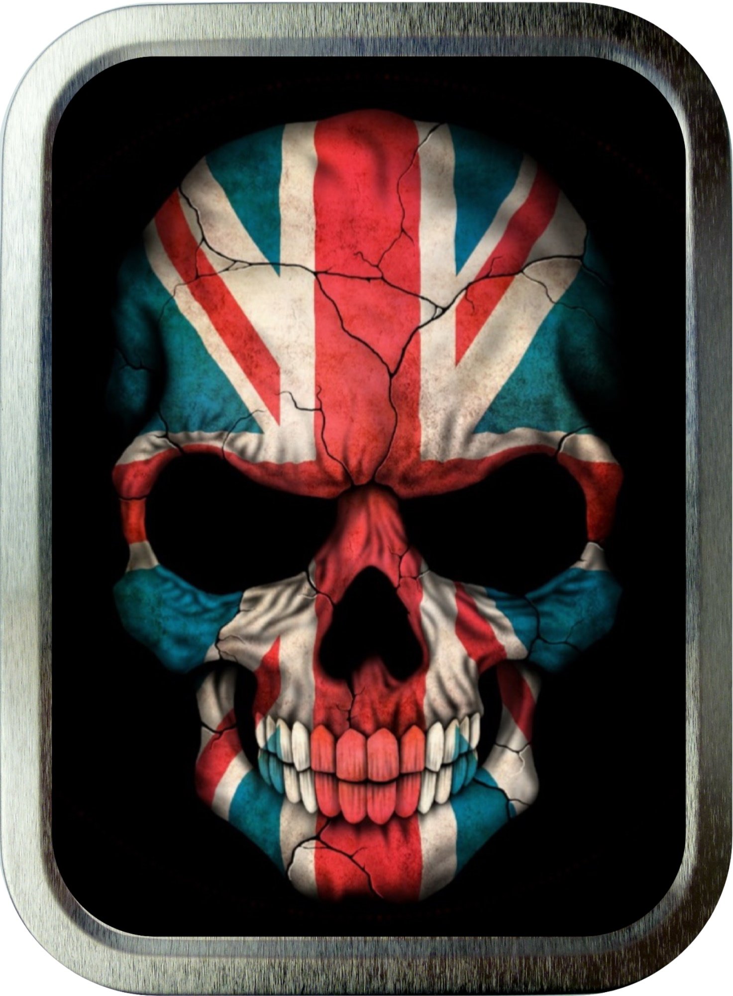 TEEZ Union Jack Skull Silver 2oz Tobacco Tin