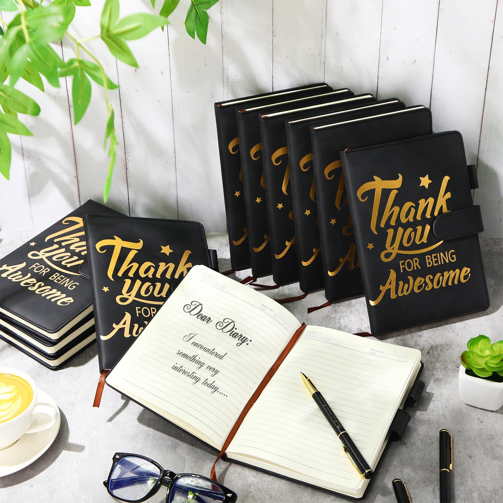 Qilery 28 Stück Team Wertschätzung Geschenke Großangestellte Dankeschön Geschenk A5 Leder Tagebuch Notizbuch mit Kugelschreiber für Weihnachten, Studenten, Lehrer, Freiwillige Management (Großartig)