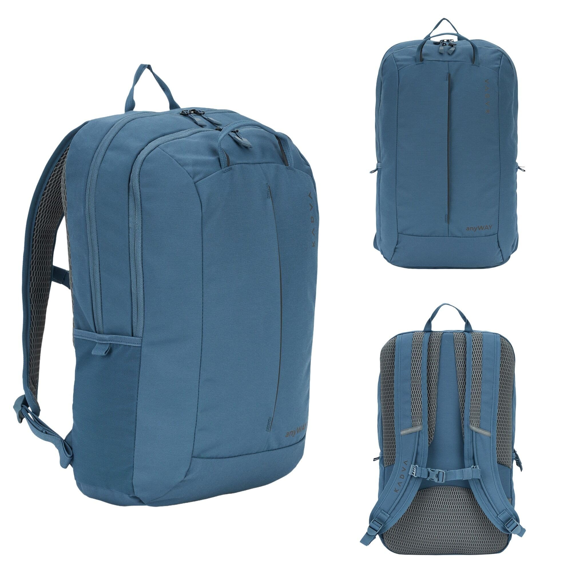 KADVA anyWAY 25 l - hybrydowy plecak miejski/krótki wypad - 25 × 40 × 15 cm - 2 uchwyty (poziomo/pionowe), 2 kieszenie + kieszeń przednia, organizer, laptop 16", pas piersiowy, odblaskowy | Poliester, regulowane dopasowanie