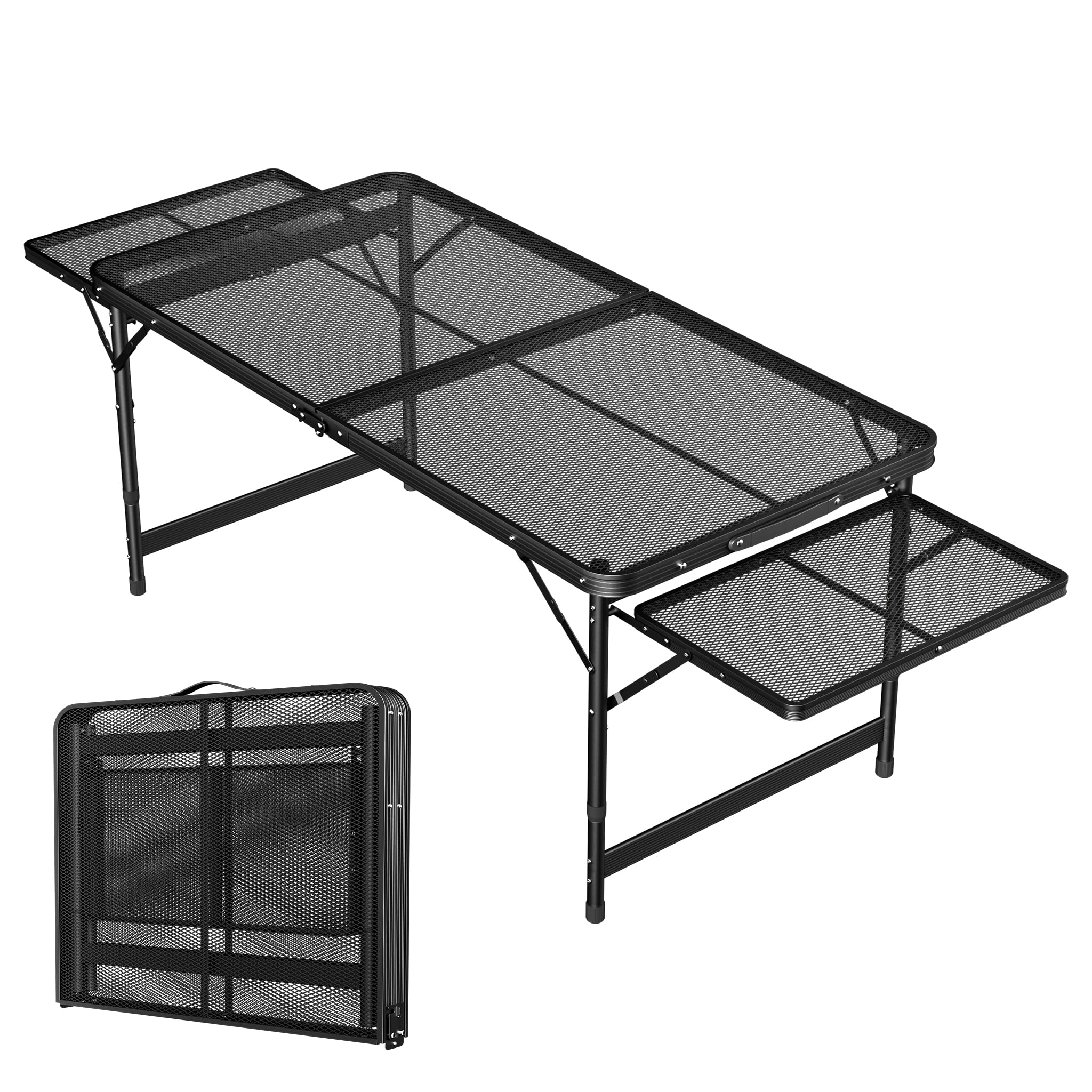 Table de camping pliable 120 x 60 table de barbecue réglable jardin extérieur