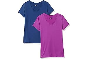 Amazon Essentials Women's Tech Stretch Short-Sleeve V-Neck T-Shirt