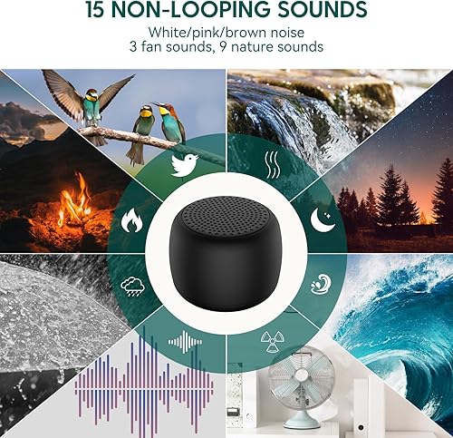 Miniatura 12 de Máquina de Sonido de Ruido Blanco Babelio, Luz Nocturna, Mini y Portátil, 15 Sonidos Sin Bucle, Temporizador, Función de Memoria, para Adultos y 1 -