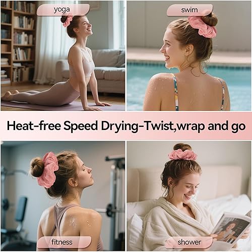 Miniatura 6 de Large Microfiber Hair Towel Scrunchies,Oversized Scrunchie Hair Wraps for Wet Hair,Absorbent Soft Fast Drying,Home Gym Travel Shower Sleep Hair