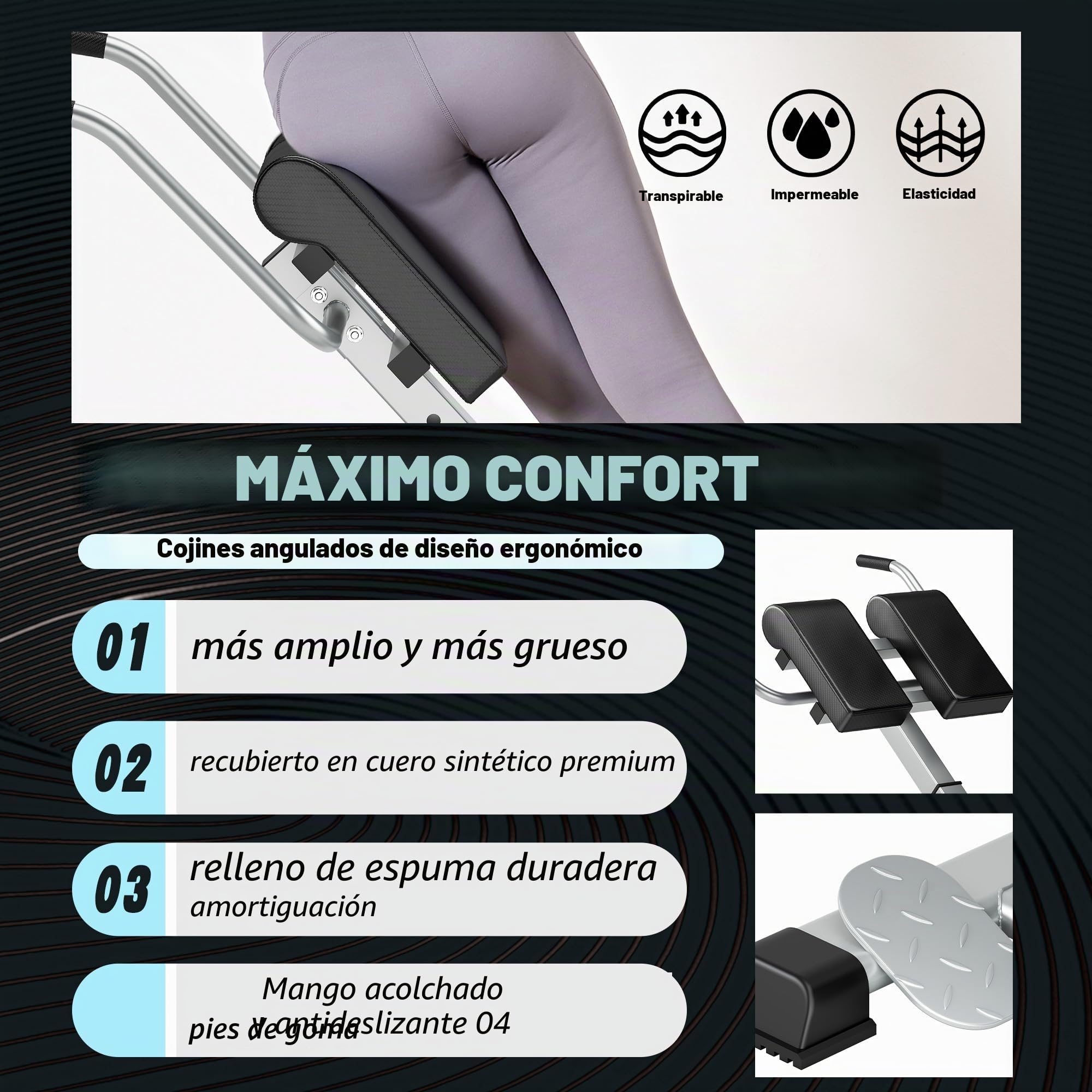 SogesPower Banco de Hyperextensión,Sillas Romanas Banco Romano, Máquina de Extensiones Lumbares, Máquina de Hyperextensión Ajustable y Plegable para Gimnasio en Casa