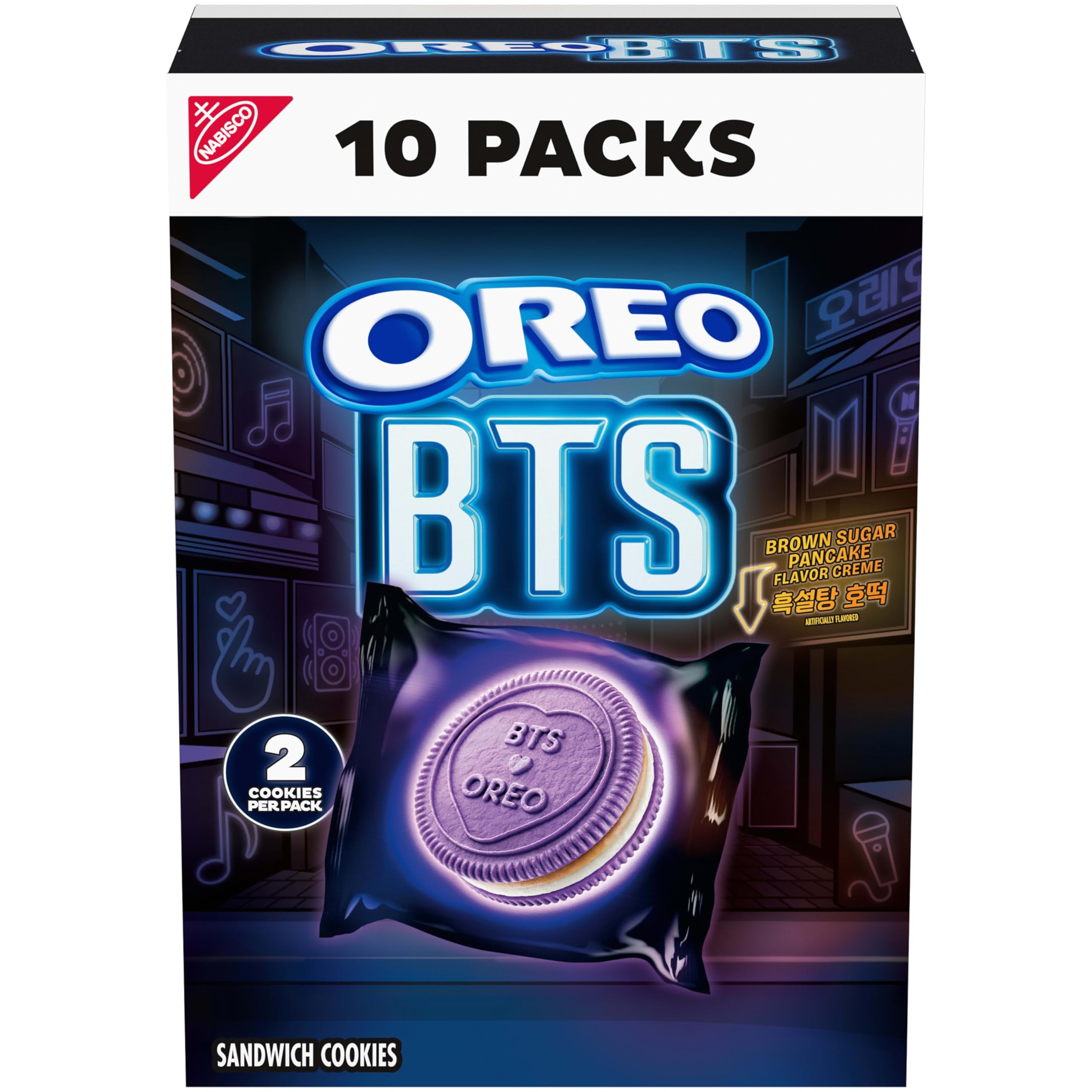 OREO BTS Sandwich Cookies, Limited Edition, 10 Snack Packs (2 Cookies Per Pack) 1.02 oz (pack of 10)