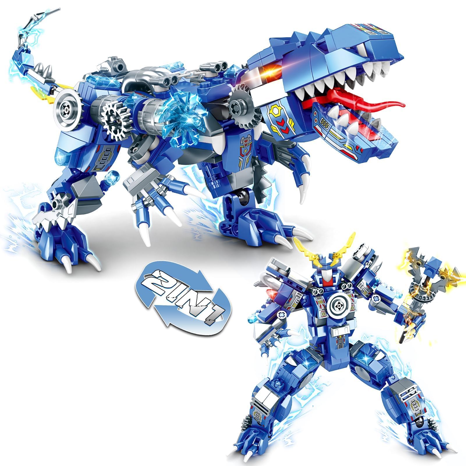 Amazon.com: PLAYBRIX Dinosaur Building Blocks 2 in 1 Transforming