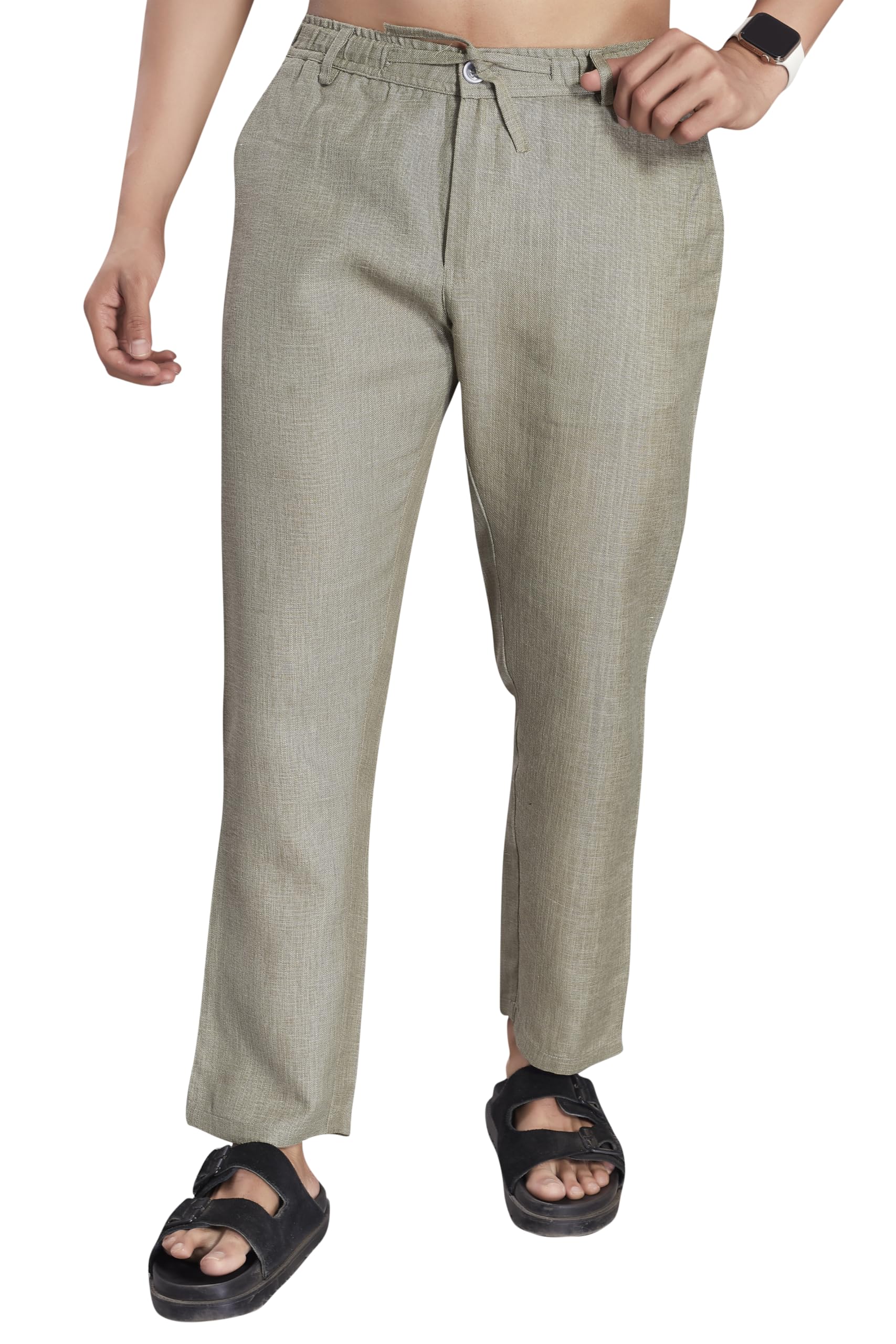 divisive Men's Relaxed Fit Poly Linen Trousers-picture-14