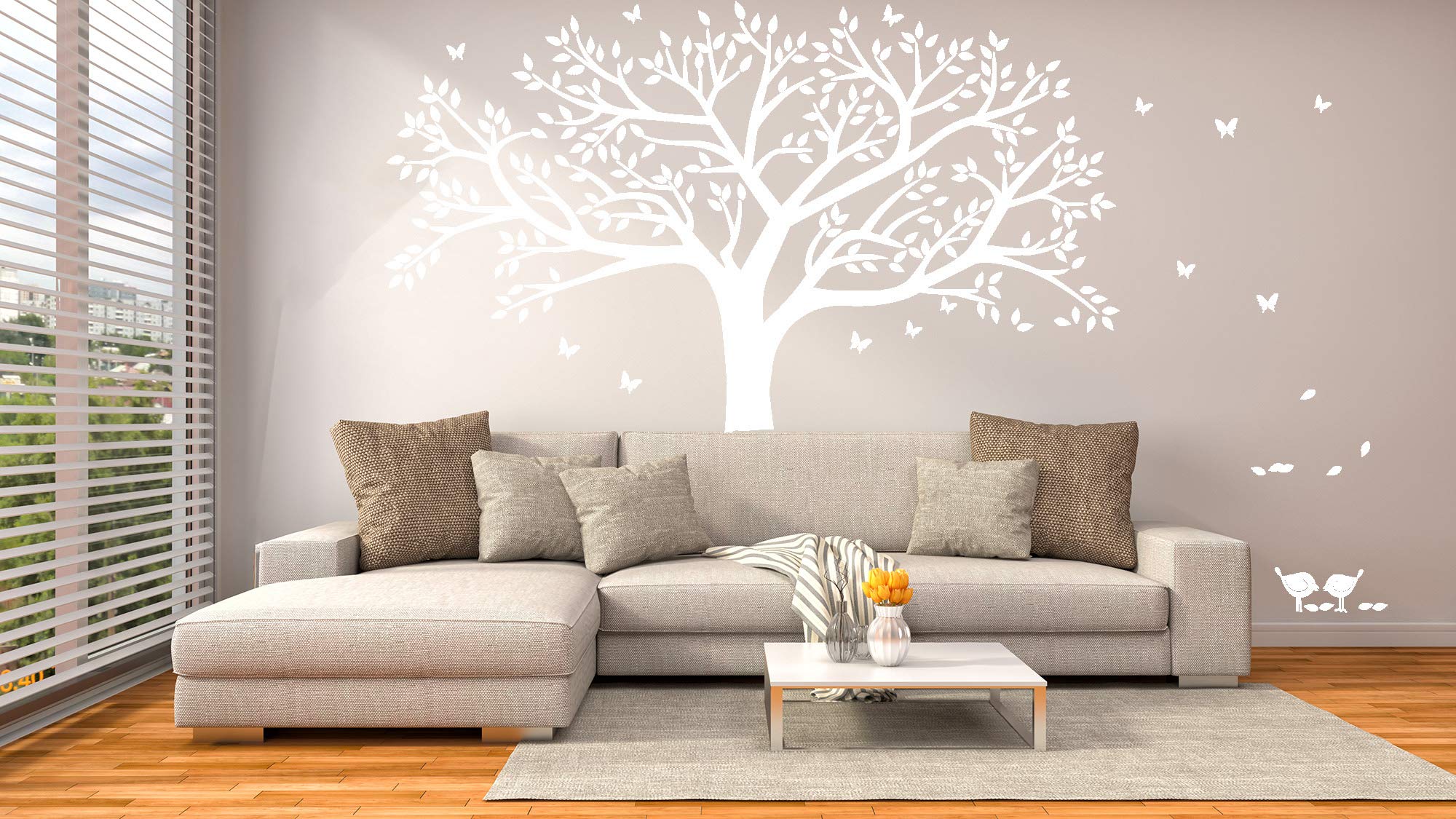 Calcomanía de pared de árbol de fotos familiar gigante, calcomanías de pared de vinilo para decoración del hogar, decoración de habitación (blanco A)