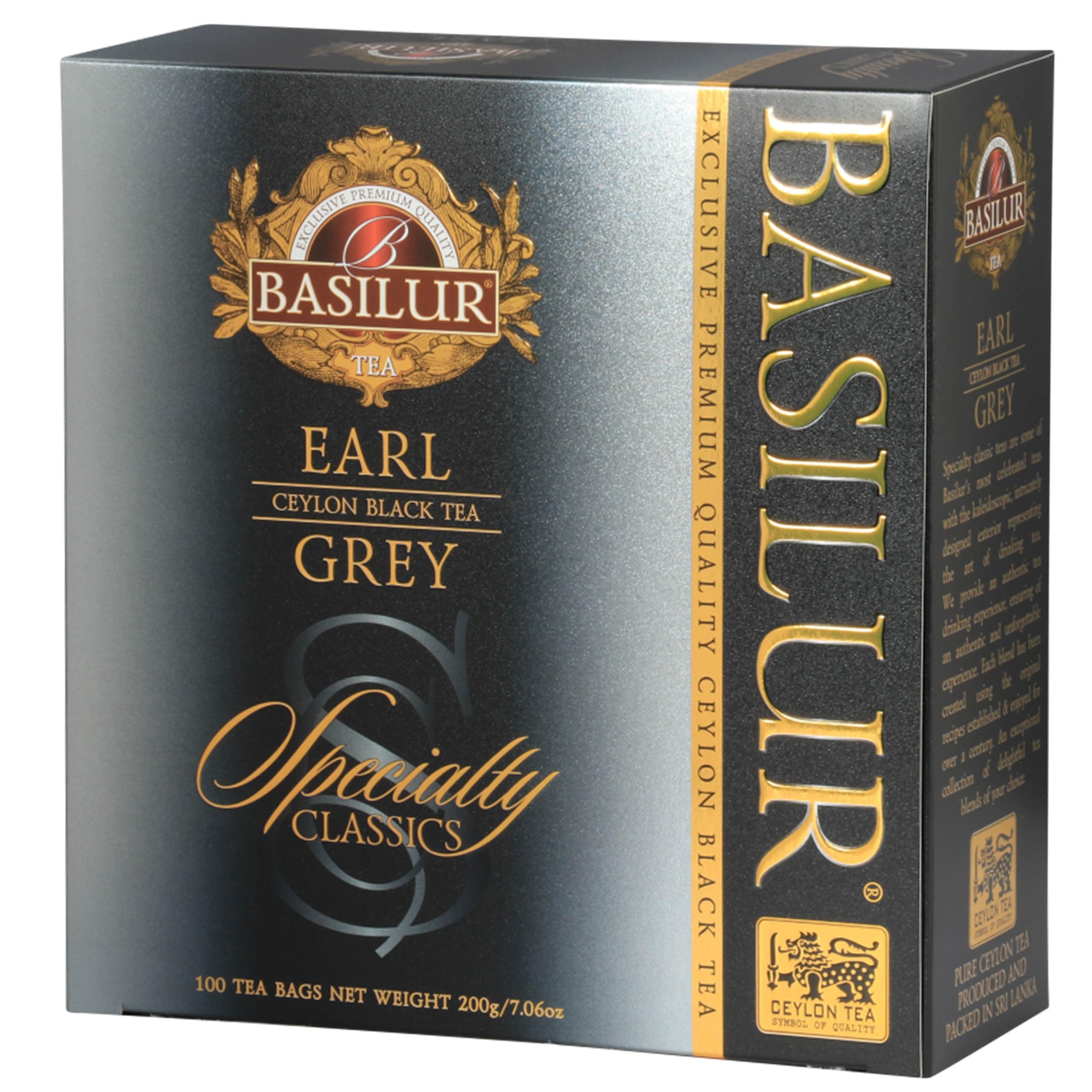 sarcia.eu BASILUR Earl Grey- Té Negro de Ceilán con Aceite de bergamota en bolsitas, 100x2g, 3 Paquetes
