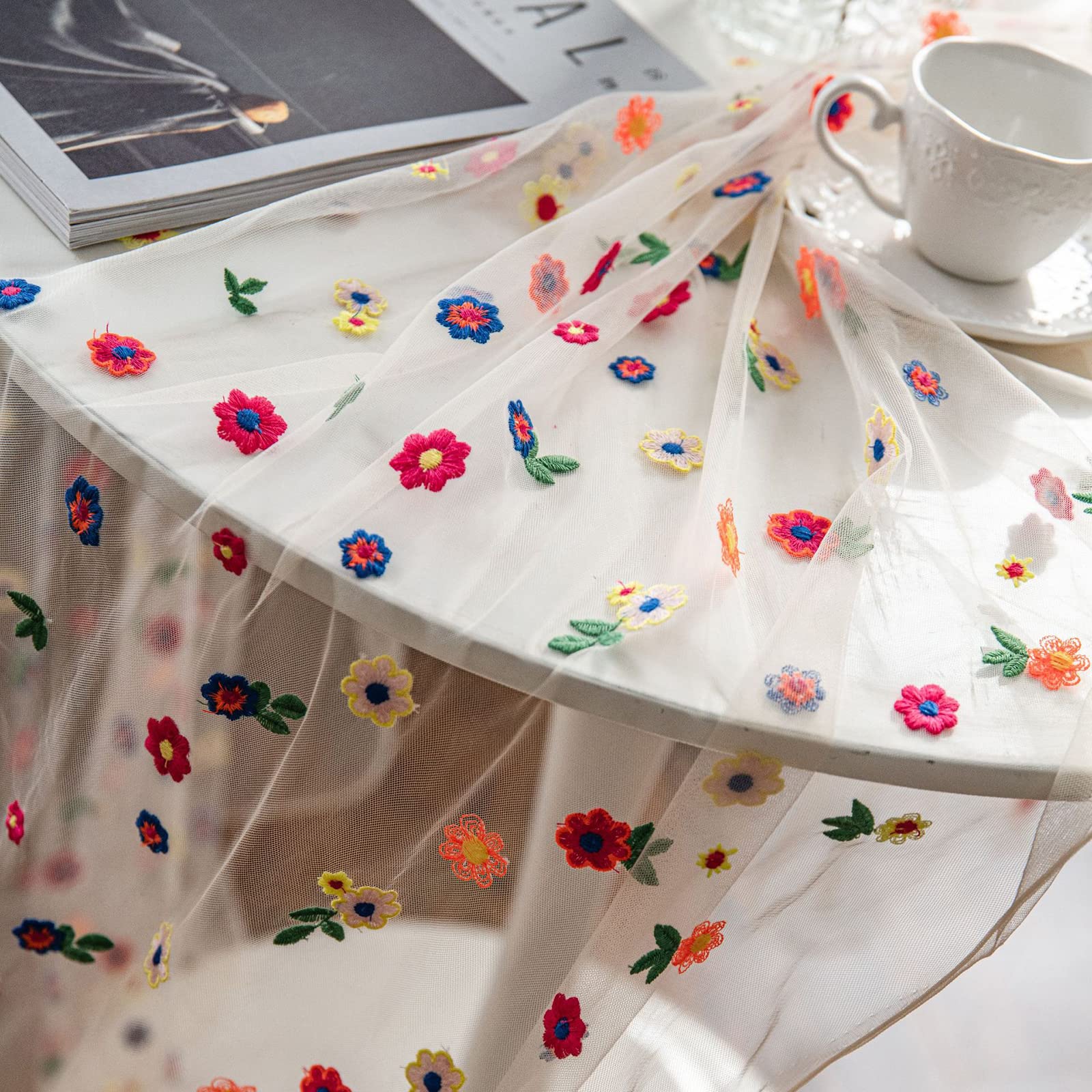 sachin and babi light blue dress vintage linens stamped for embroidery, lot of table runners or dresser  scarves to embroider main image 0