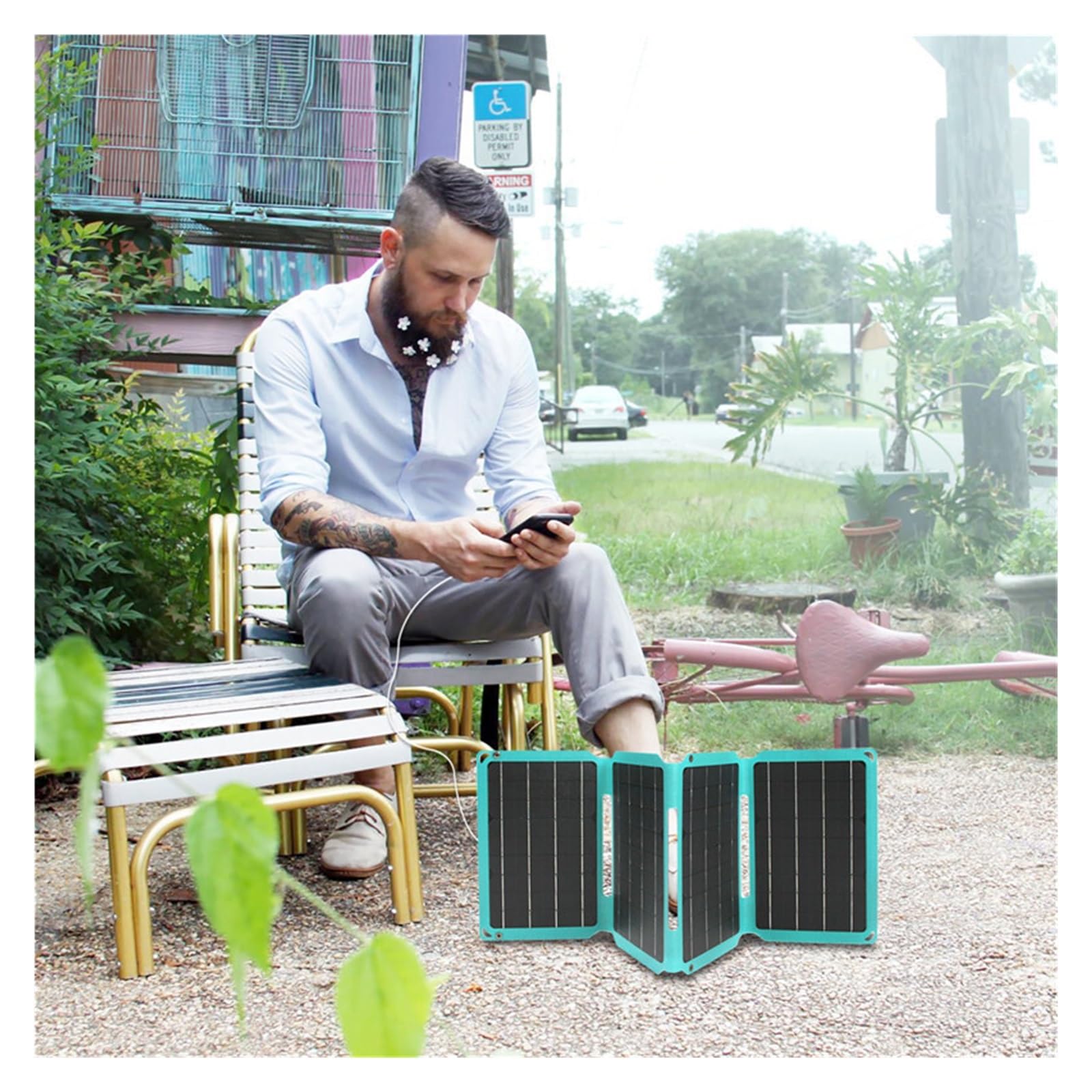 Pannello Solare Portatile USB Pieghevole for Telefono Cellulare Caricabatterie for Banca di Alimentazione Celle solari Batteria Campeggio Impermeabile all'aperto(28W 12V 4 fold-01)