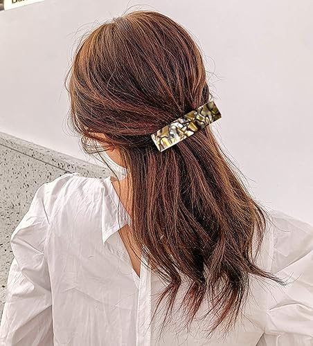 Miniatura 6 de 2 pasadores para el cabello, diseño francés, de celuloide, rectangulares, para mujer, 2 unidades