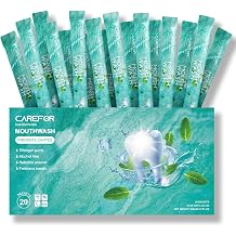 Travel Size Mouthwash Packets 20 Count - Portable Fresh Mint Oral Care Liquid Strips, Alcohol Free Disposable Mouth Wash Pouches for On-The-Go, Travel Essentials