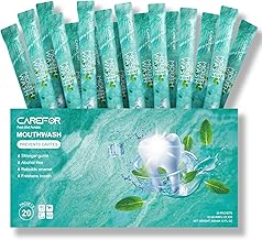 Mouthwash Travel Size - Portable Packets to Go, Alcohol & Fluoride Free Fresh Mint Mouthwash Strips for Superior Oral Hygiene,Disposable Packs (Pack of 20)