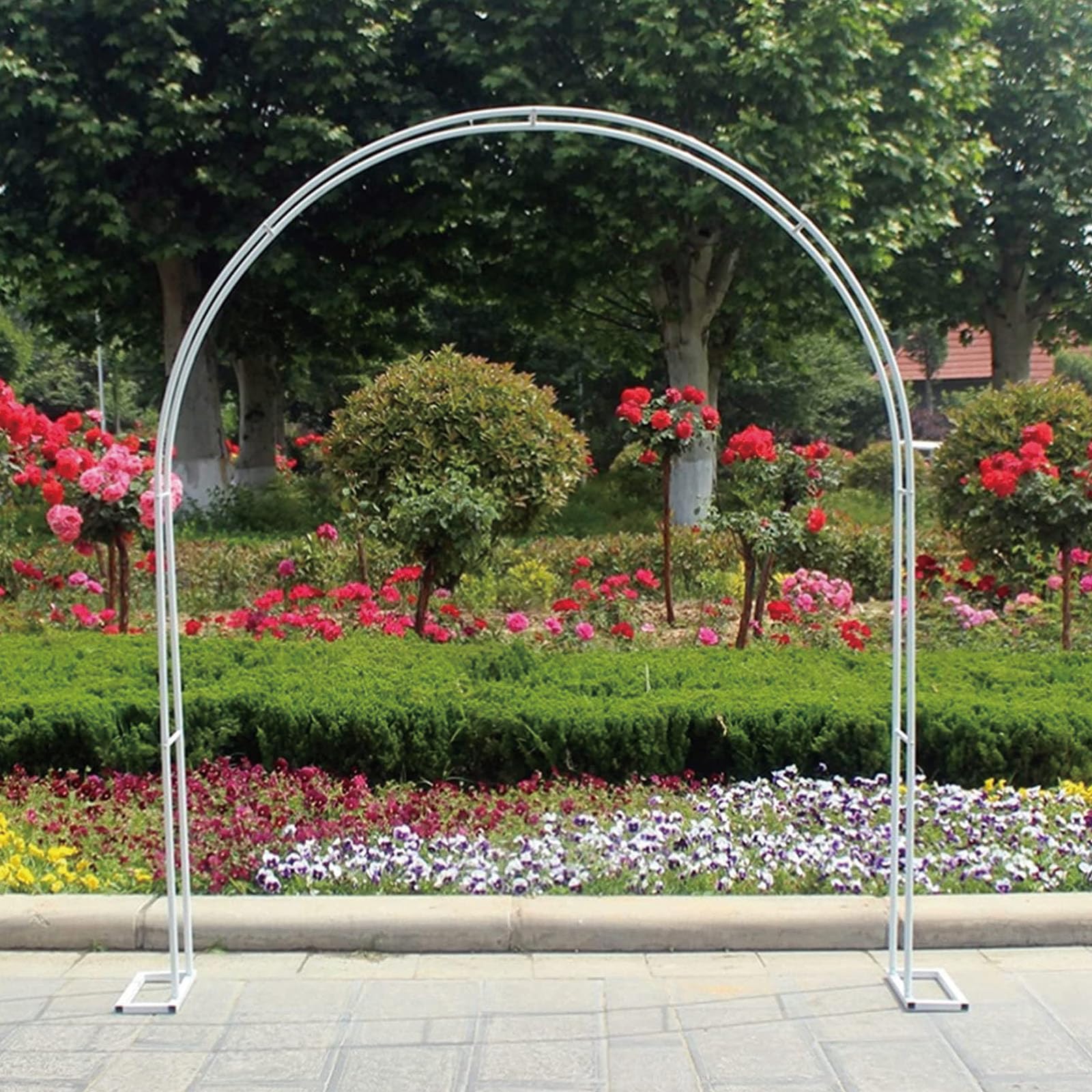 Bardzo szeroki metalowy łuk ogrodowy 280 x 220 cm altana do roślin pnących, dekoracje ślubne i para, idealna na podwórko i do domu
