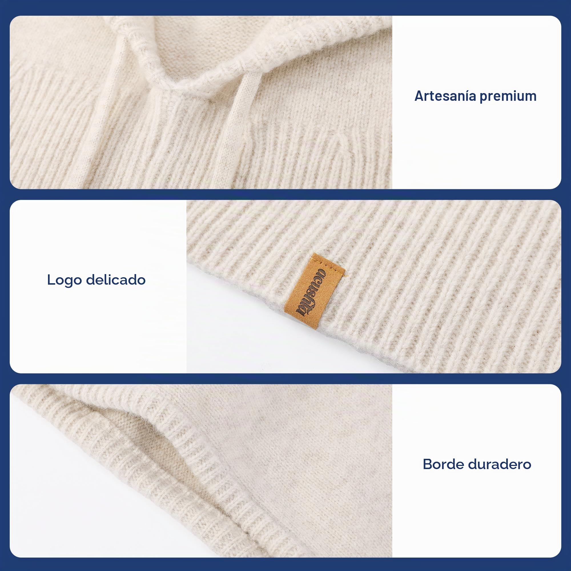 ACUSHLA Pasamontañas 100% lana merino para hombre y mujer, invierno, cálido, con capucha, gorro, bufanda y bufanda, color marrón, talla única