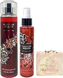Bath & Body Works Vampire Blood Fragrance Mist and Shimmer Mist Duo Set with a Himalayan Salts Springs Bar Soap