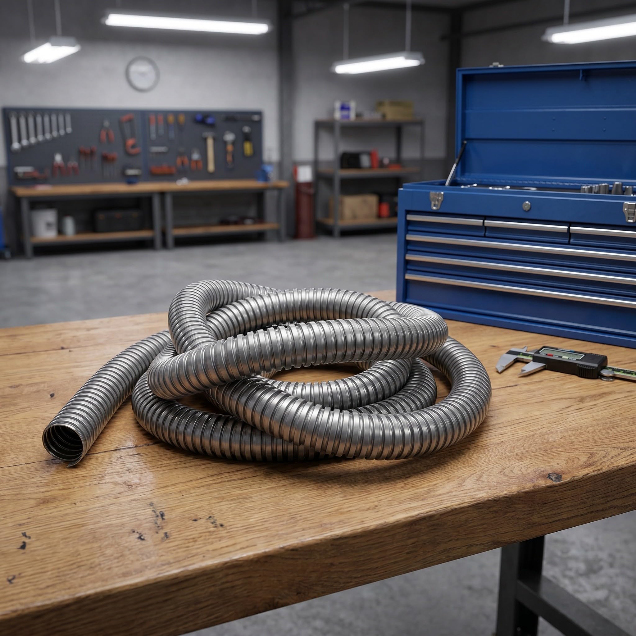 INOOMP Tubo flessibile per impianti elettrici in acciaio inossidabile: tubo corrugato di protezione per cavi da 3 metri (9,8 piedi) per cablaggio esterno - per illuminazione, gestione cavi da garage,