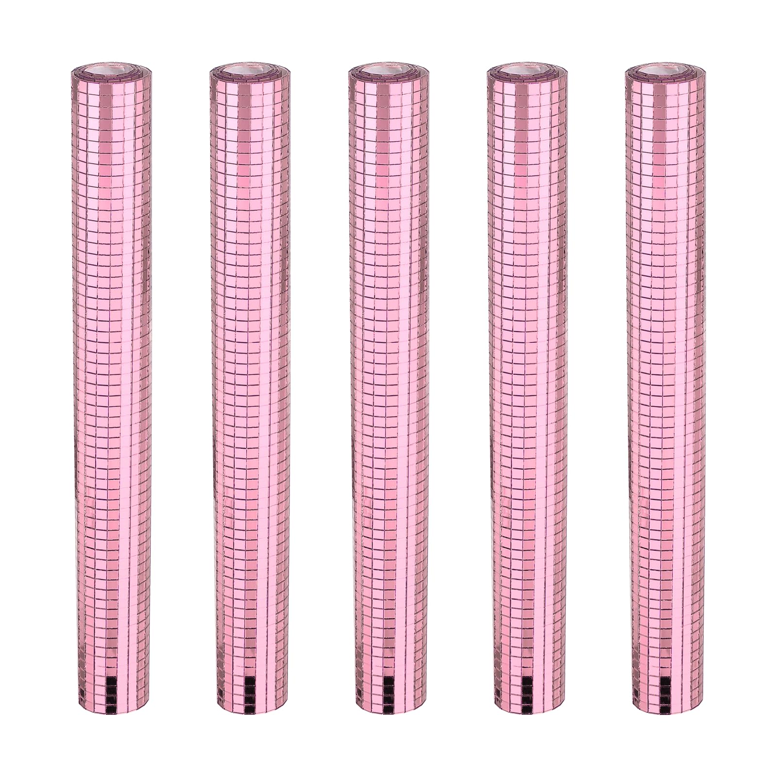 sourcing map 18000 Pcs Mirror Mosaic Tiles 5 x 5 mm Square Glass Self-Adhesive Disco Ball Mirror Tiles Sticker for DIY Craft Decoration Art Collage Card Making, Pink