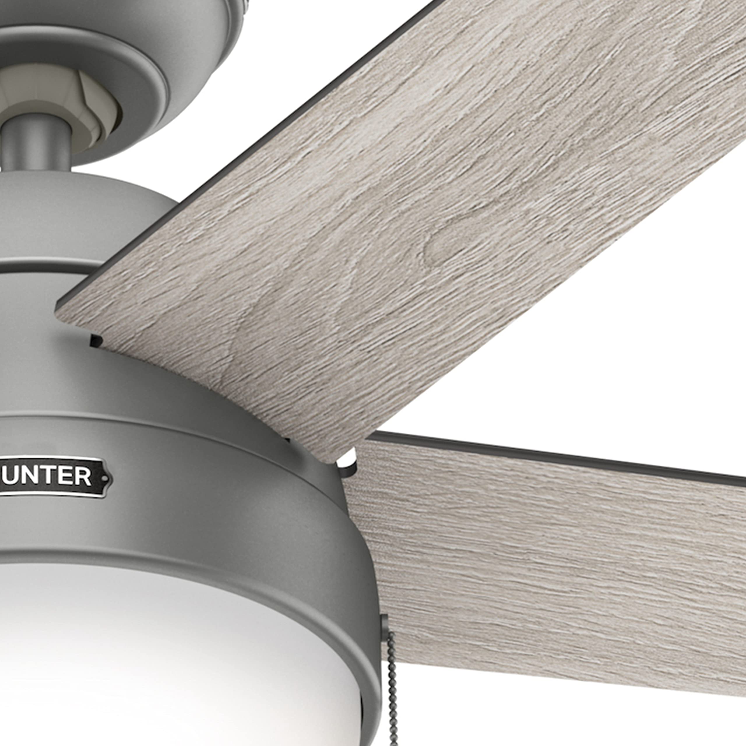 Hunter 52" Matte Silver Ceiling Fan With LED Light - Renewed Quiet Motor Fan For Large Rooms