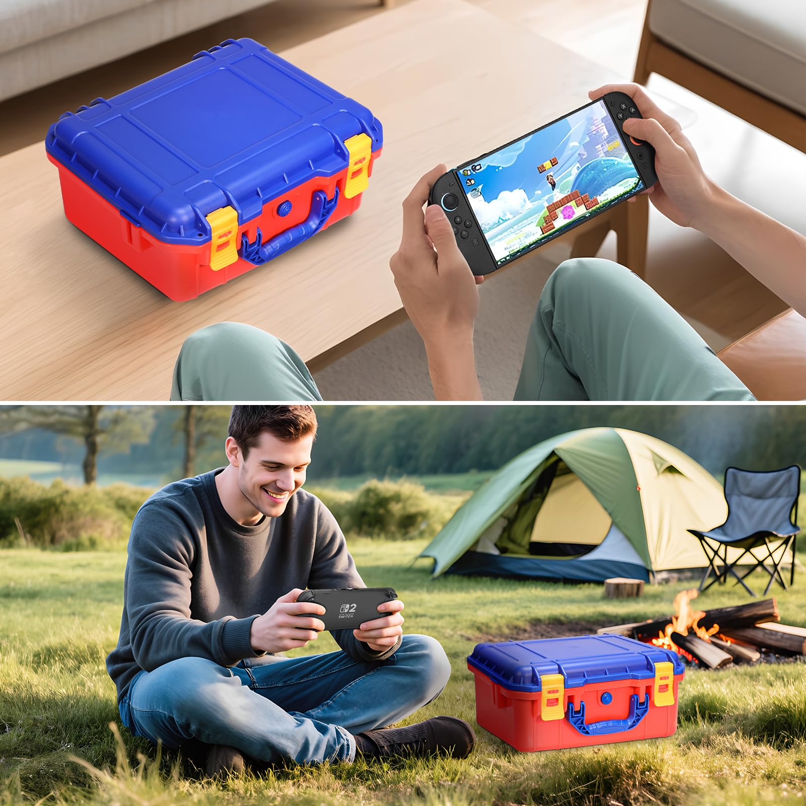 FPVtosky Custodia rigida per Nintendo Switch 2, borsa da viaggio impermeabile per gli accessori di Switch 2, contiene 2 controller Pro, 22 schede di gioco e cavo HDMI (Colorato)