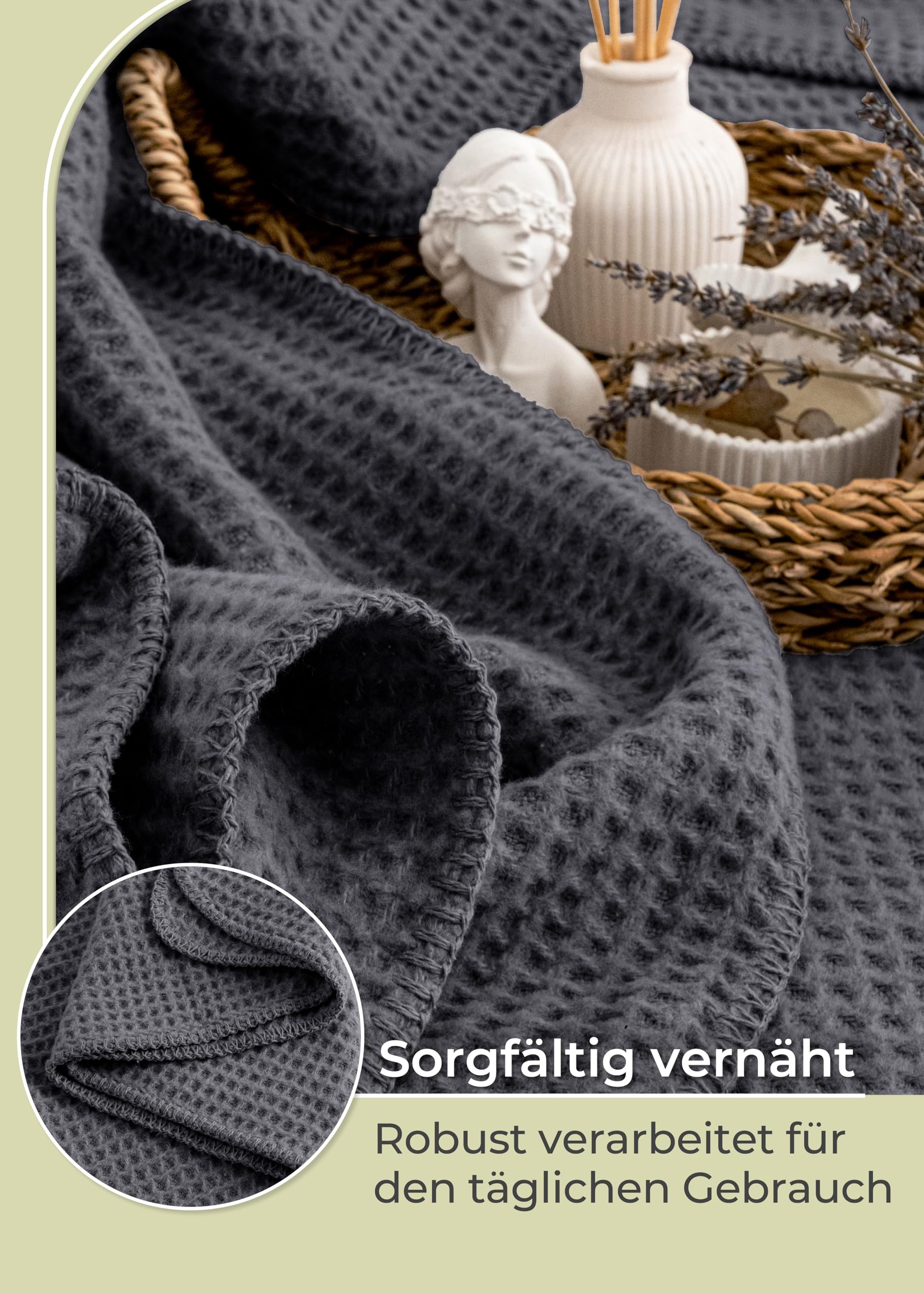 Wol Katoen LAYNENBURG Katoenen Deken – 150x200cm, Wafelpiqué, Oeko-Tex, Katoenmix, Warm En Zacht Bedsprei 220x240