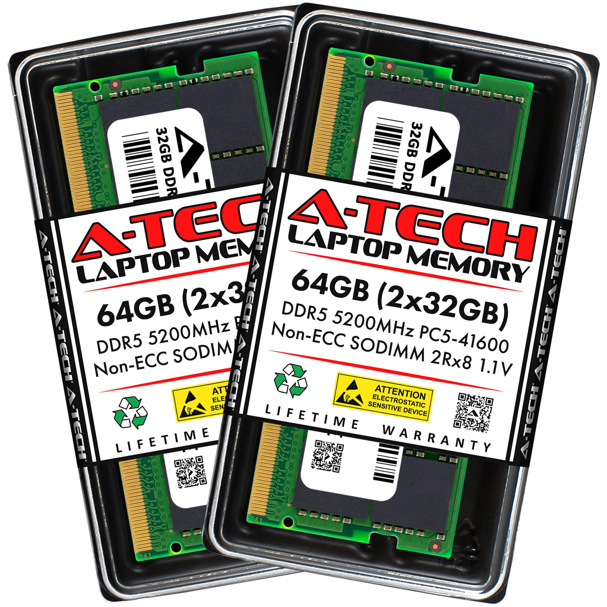 A-Tech 64GB Kit (2x32GB) DDR5 5200MHz PC5-41600 CL42 SODIMM 2Rx8