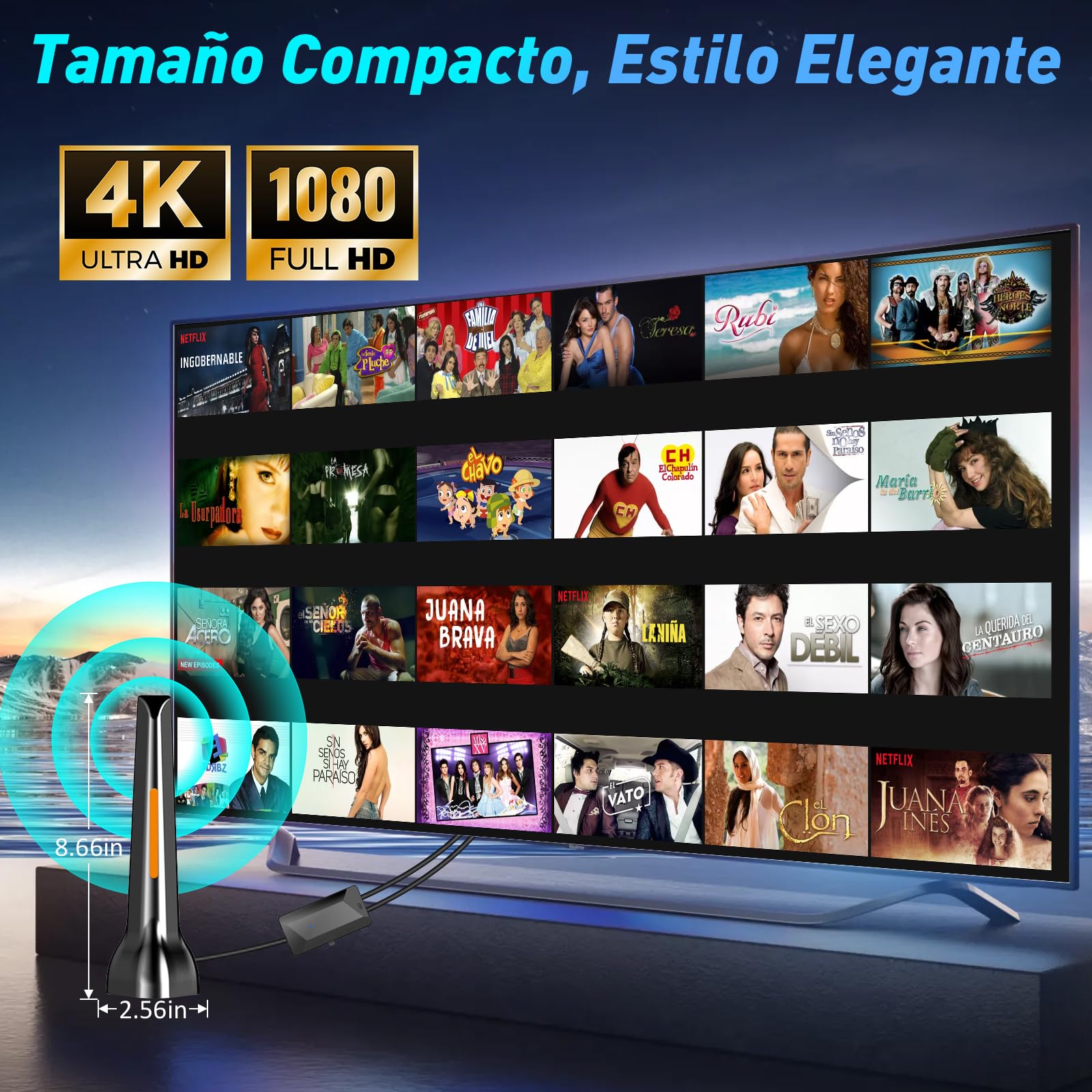 Antenna TV interna, potente antenna TV portatile con amplificatore e base magnetica, 80 KM+ ricezione a lunga distanza, compatibile con 4K 1080P DTMB DVB-T2 DVB-T DVB-T - All TVs