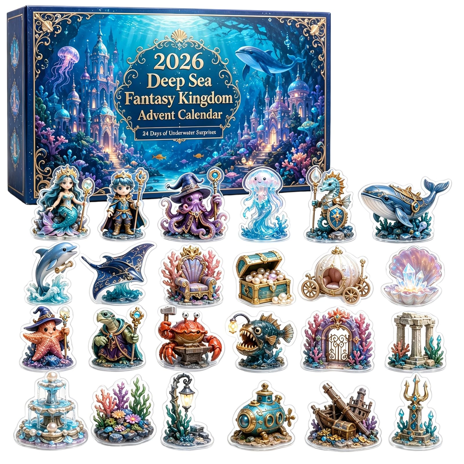 Deep sea Magic Advent Calendar 2026,2D Acrylic Figurines Gift 24ps