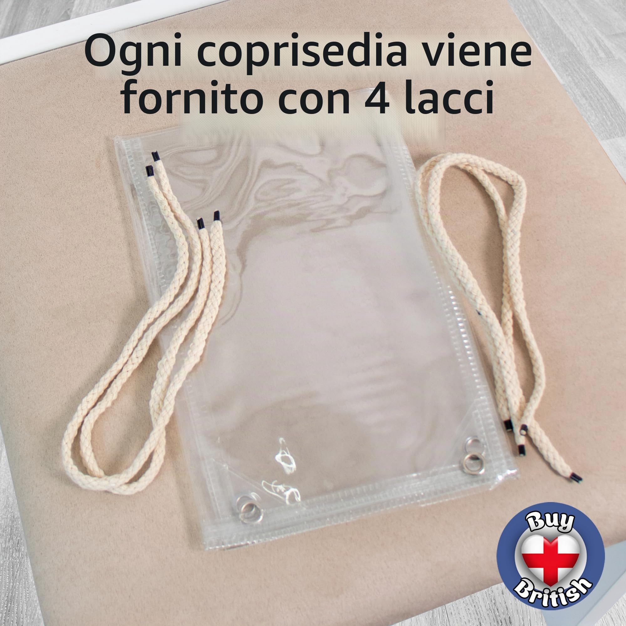 Set di 6 fodere protettive in plastica trasparente per sedie da pranzo, per proteggere la sedia della cucina, in PVC resistente con lacci bianchi, rimovibili e riutilizzabili
