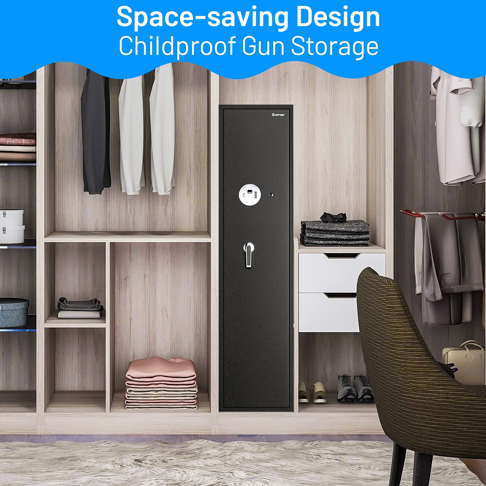 Buy COSTWAY Large Rifle Safe, Long Gun Safe for Rifle Shotgun, 5Gun