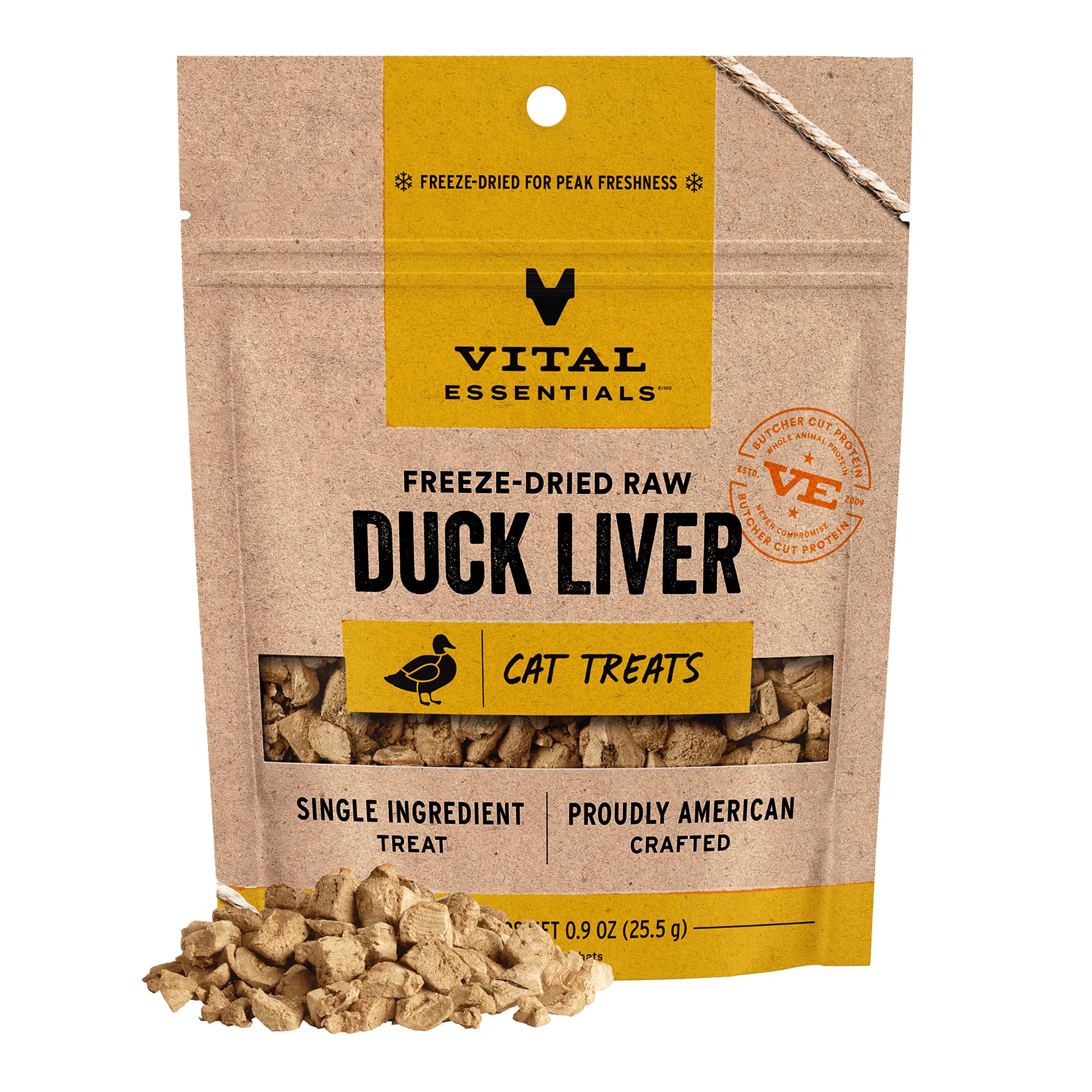 Vital Essentials Freeze Dried Cat Treats, Raw Duck Liver Treats for Cats 0.9oz