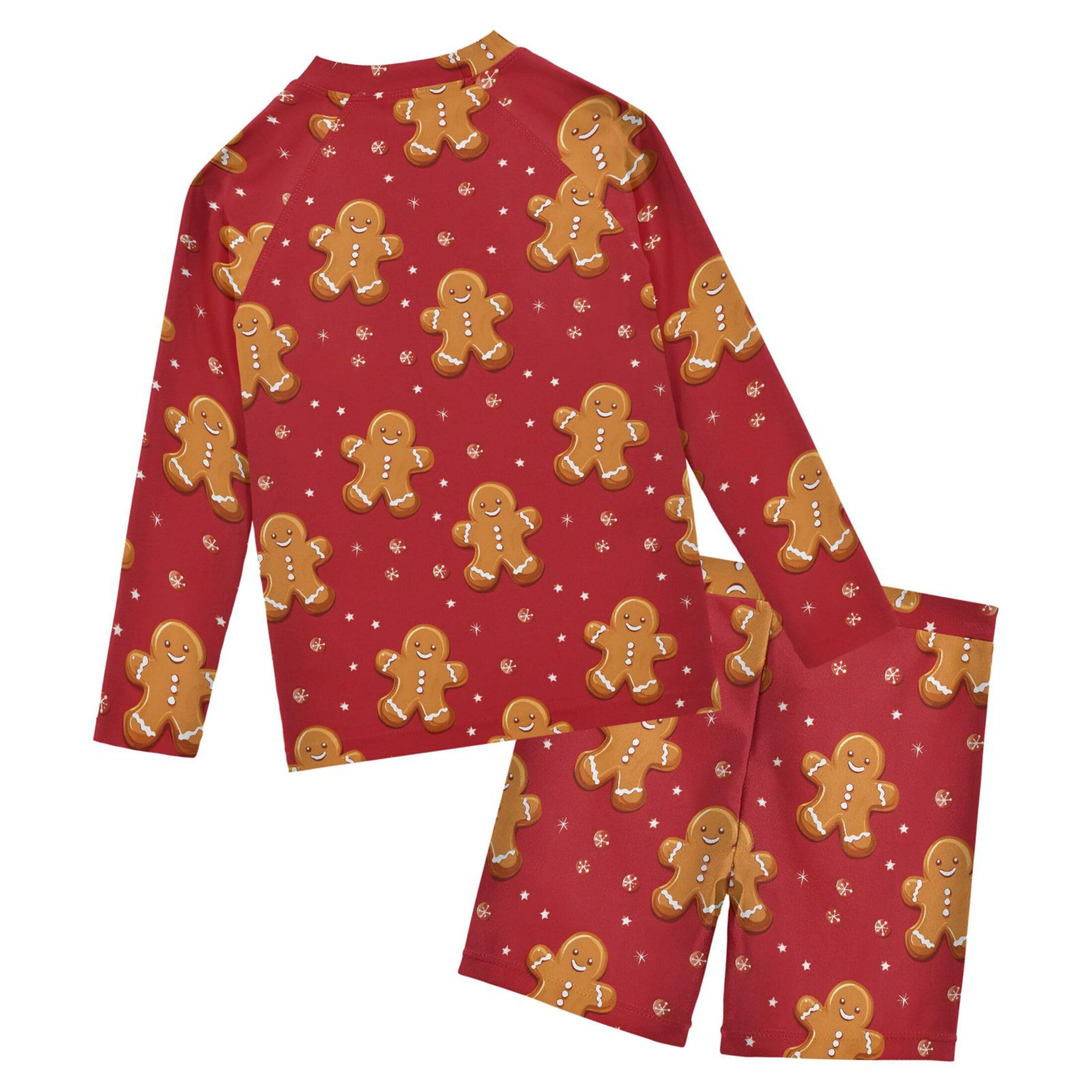 Christmas Xmas Gingerbread Man Toddlers and Baby Boys' Swimsuit Trunk and Rashguard Set B0403603