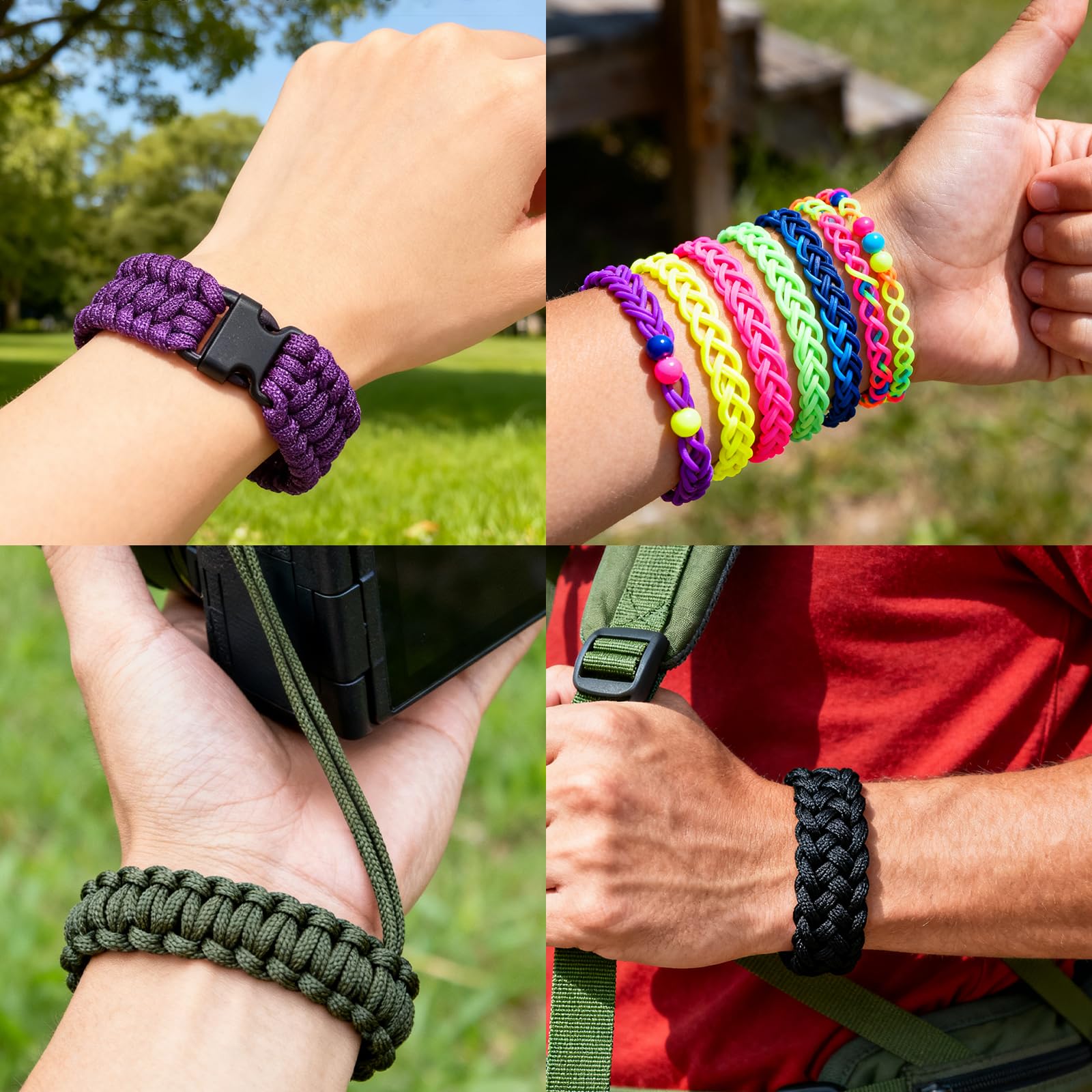 Dewocke Gabarit Paracorde En Bois Réglable 22-35 Cm - Kit Tressage Bracelets Avec Clips