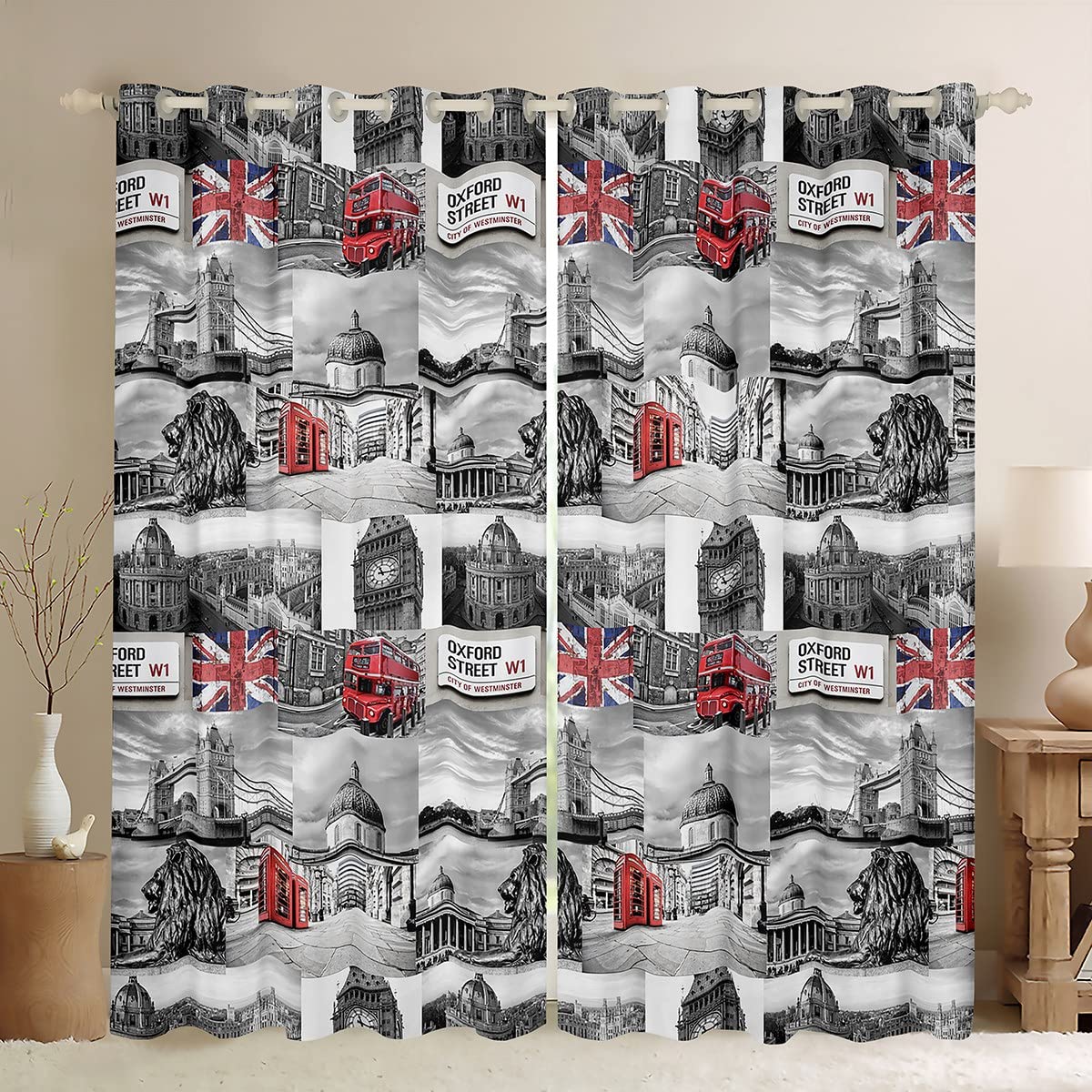 Loussiesd Cityscape Curtains City Street Window Curtains for Bedroom Living Room for Kids Girls Modern Luxury Window Drapes Trip Design Window Treatments W66*L90 โ image 1
