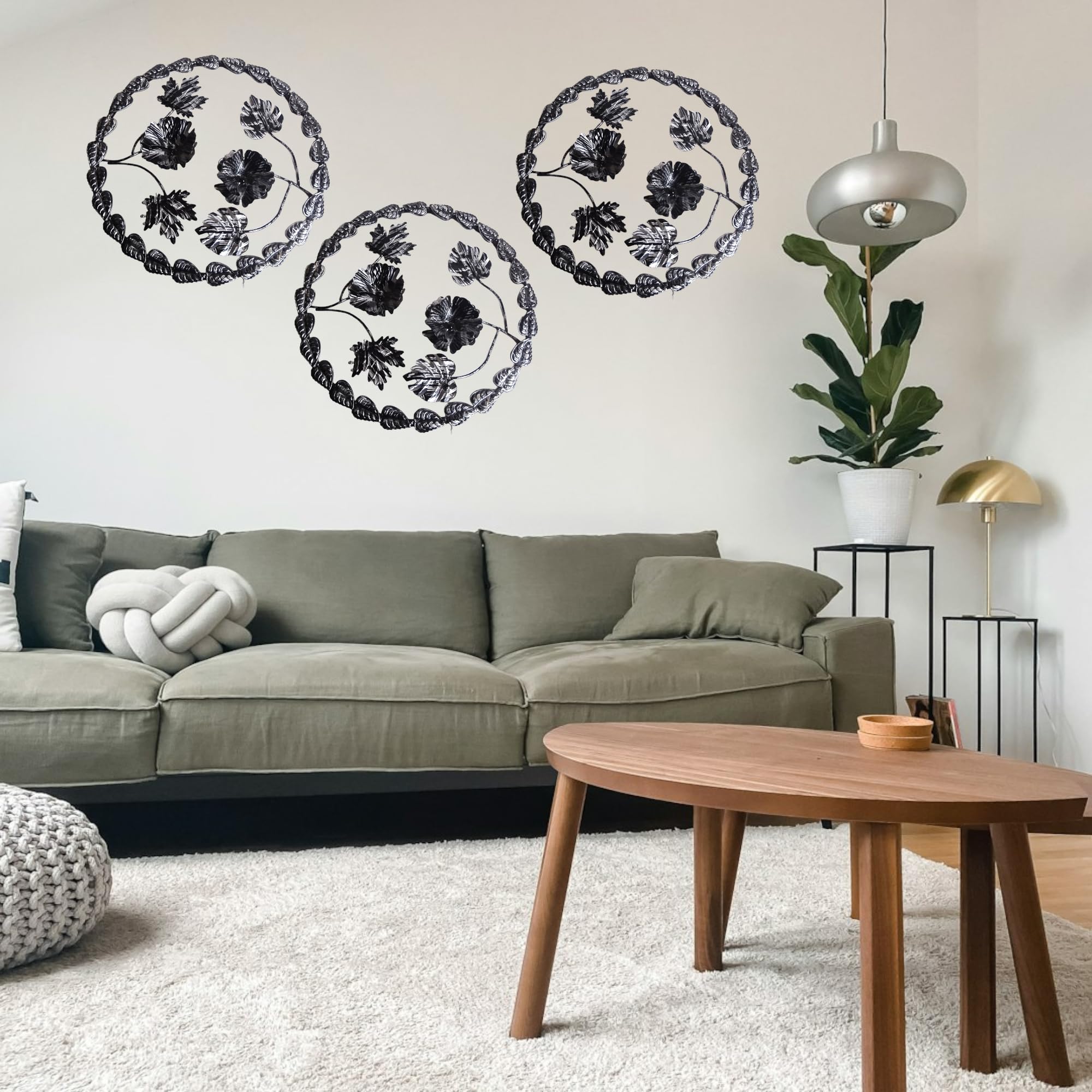 A.F.Decor Luxurious Silver & Black Metal Wall Art: Rustproof & Lightweight (3)